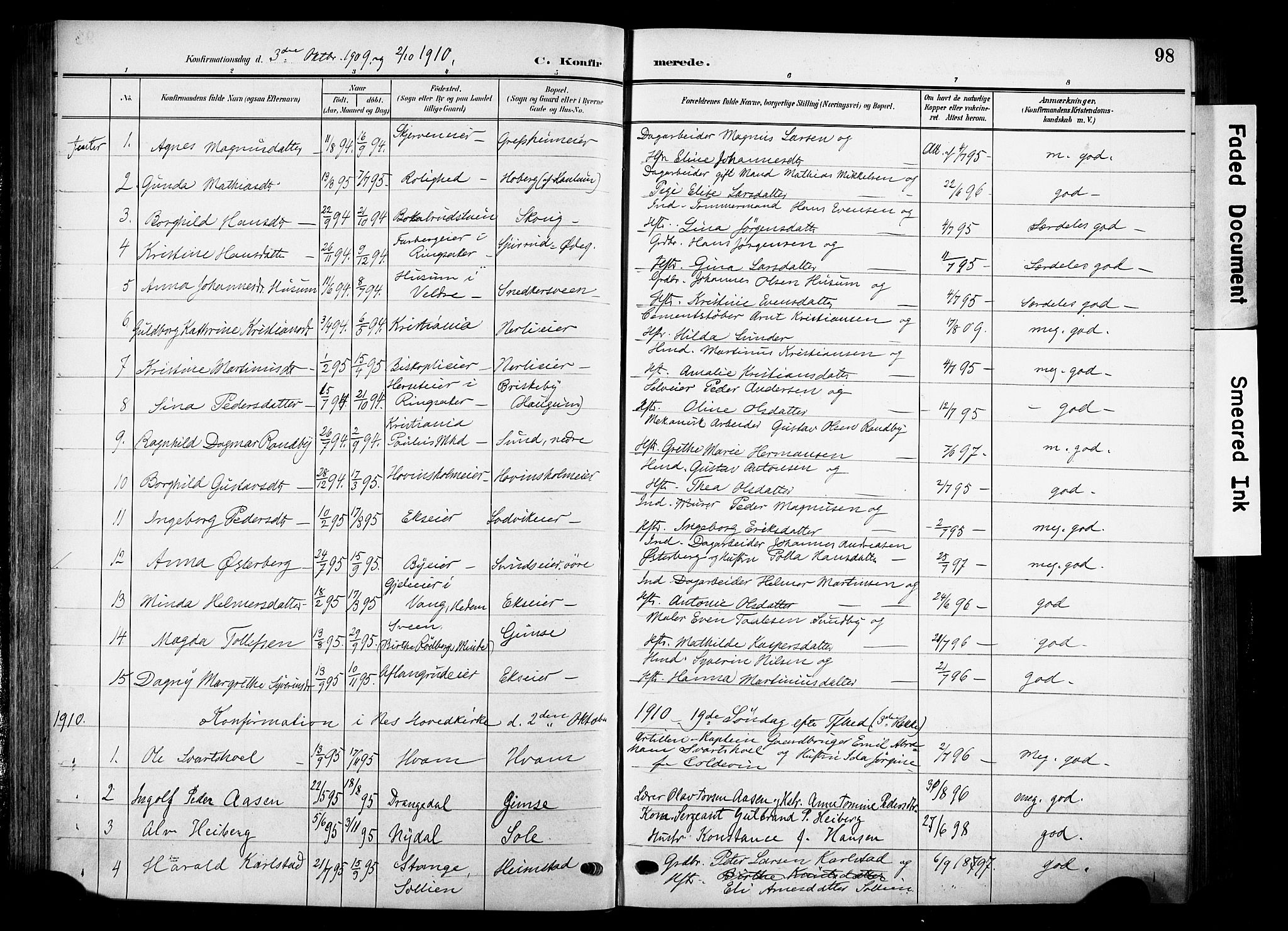 Nes prestekontor, Hedmark, AV/SAH-PREST-020/K/Ka/L0014: Parish register (official) no. 14, 1906-1929, p. 98