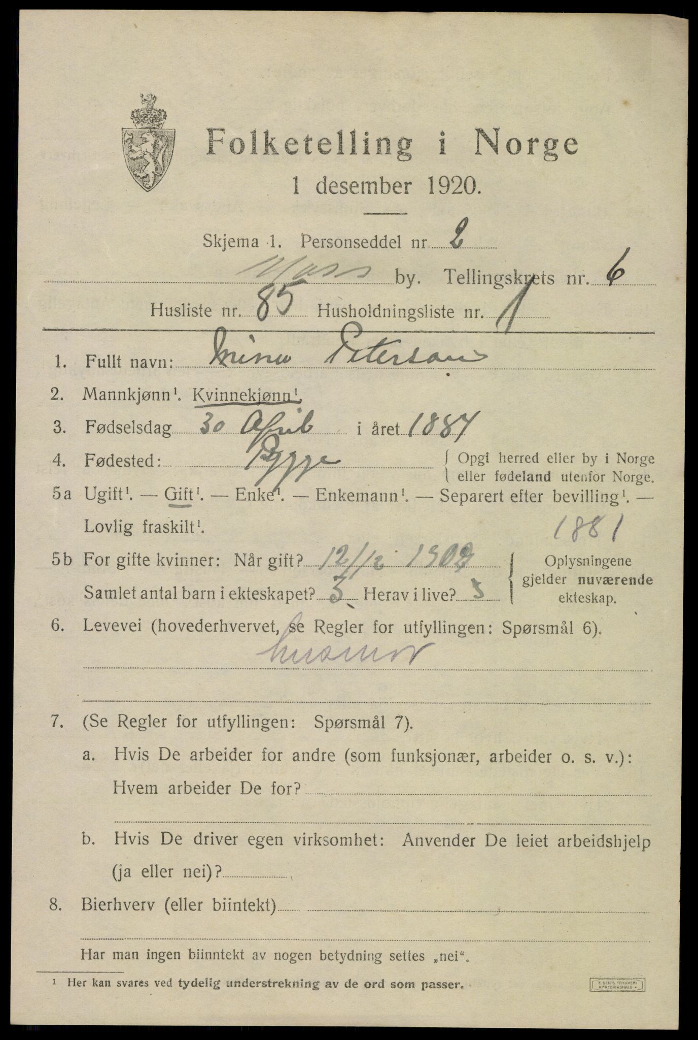 SAO, 1920 census for Moss, 1920, p. 19525