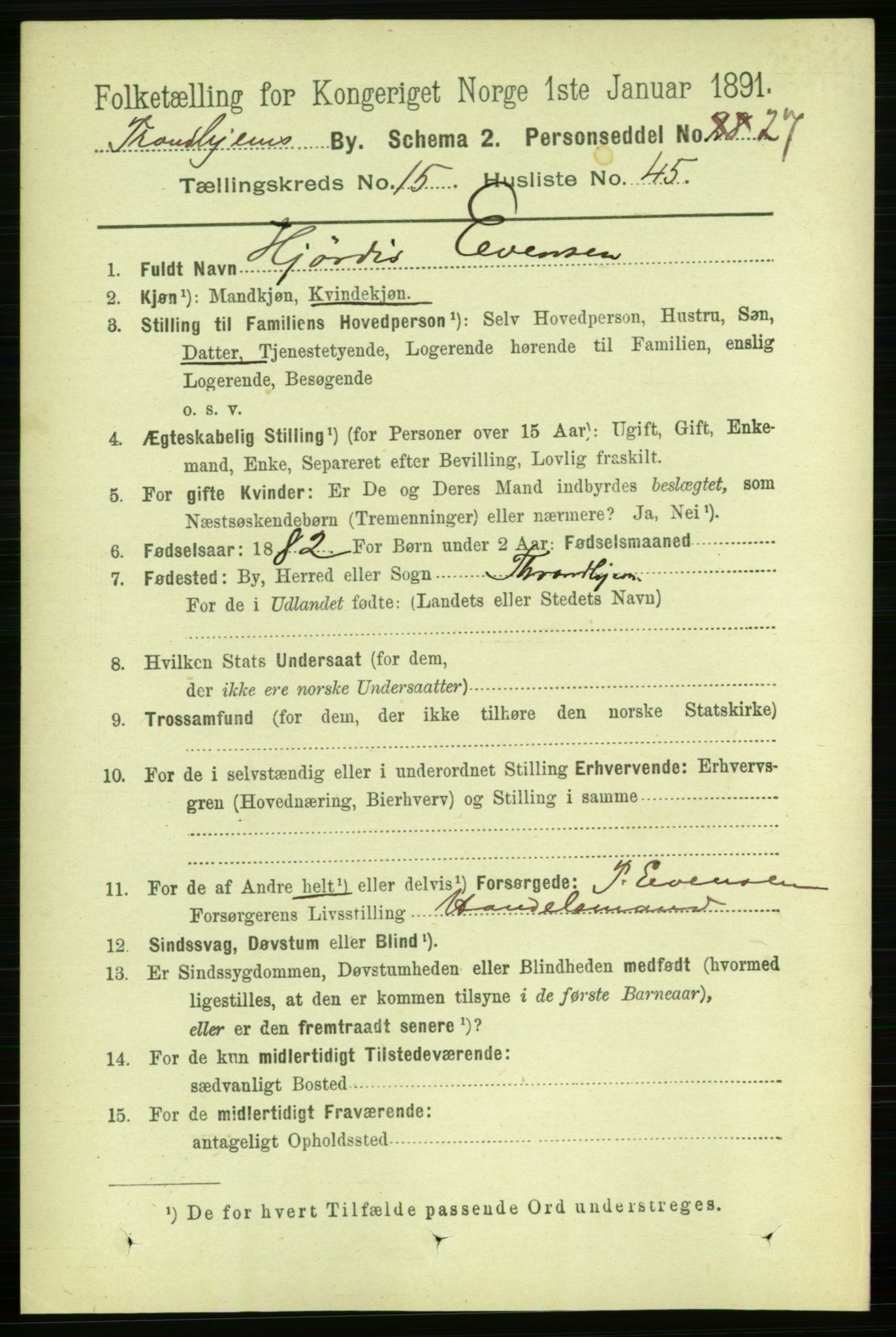 RA, 1891 census for 1601 Trondheim, 1891, p. 12192