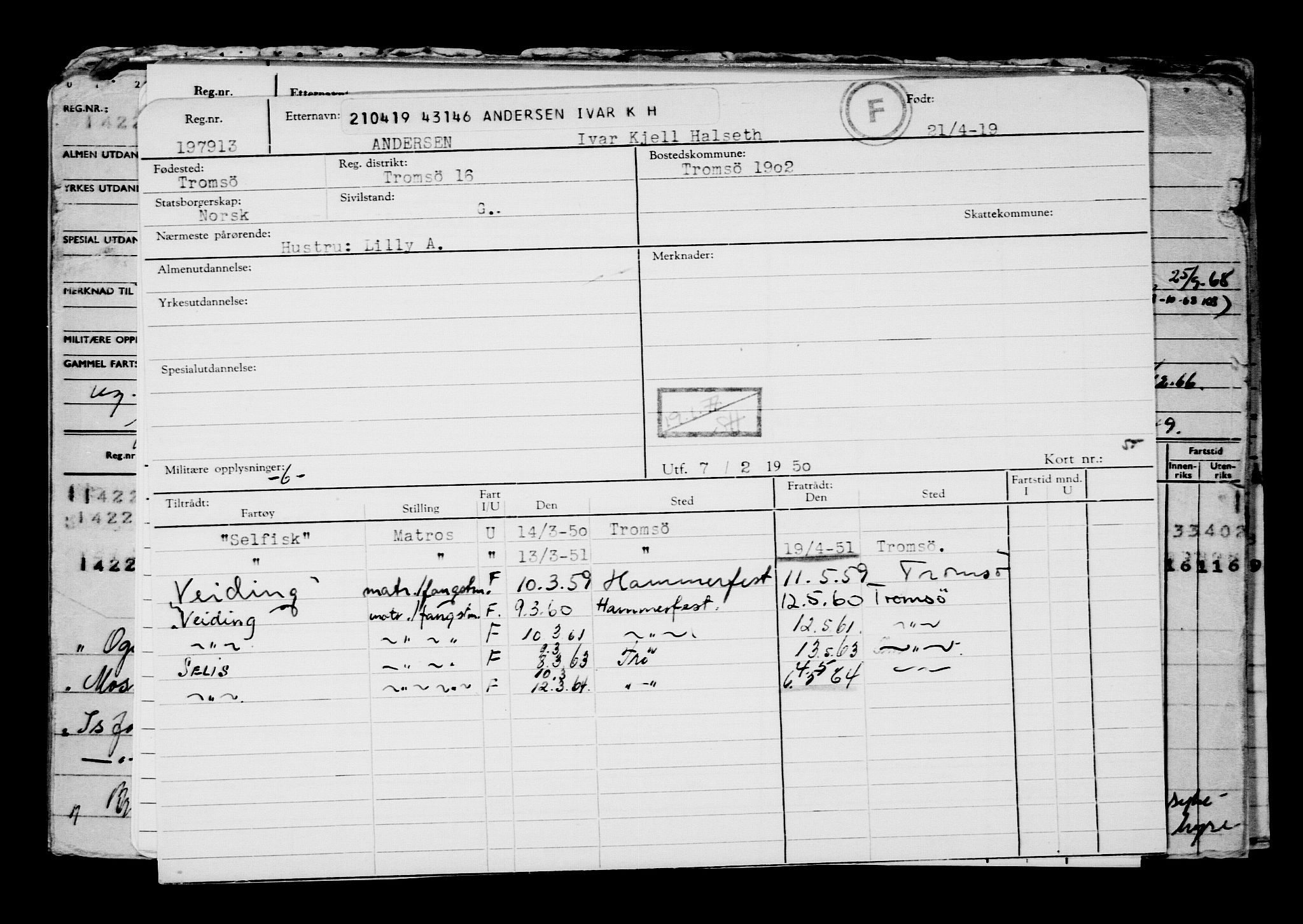 Direktoratet for sjømenn, AV/RA-S-3545/G/Gb/L0168: Hovedkort, 1919, p. 153