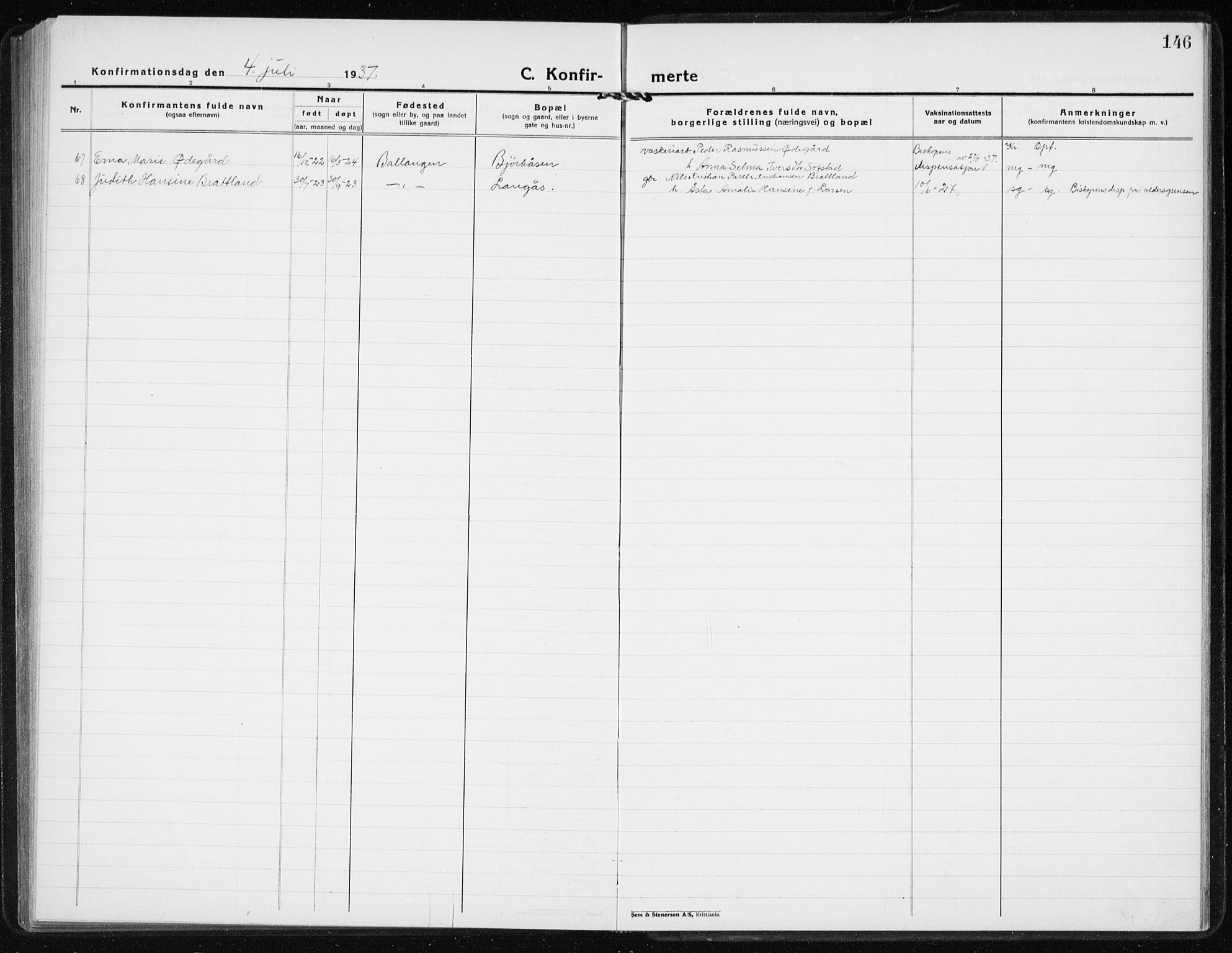 Ministerialprotokoller, klokkerbøker og fødselsregistre - Nordland, AV/SAT-A-1459/869/L0975: Parish register (copy) no. 869C01, 1923-1939, p. 146