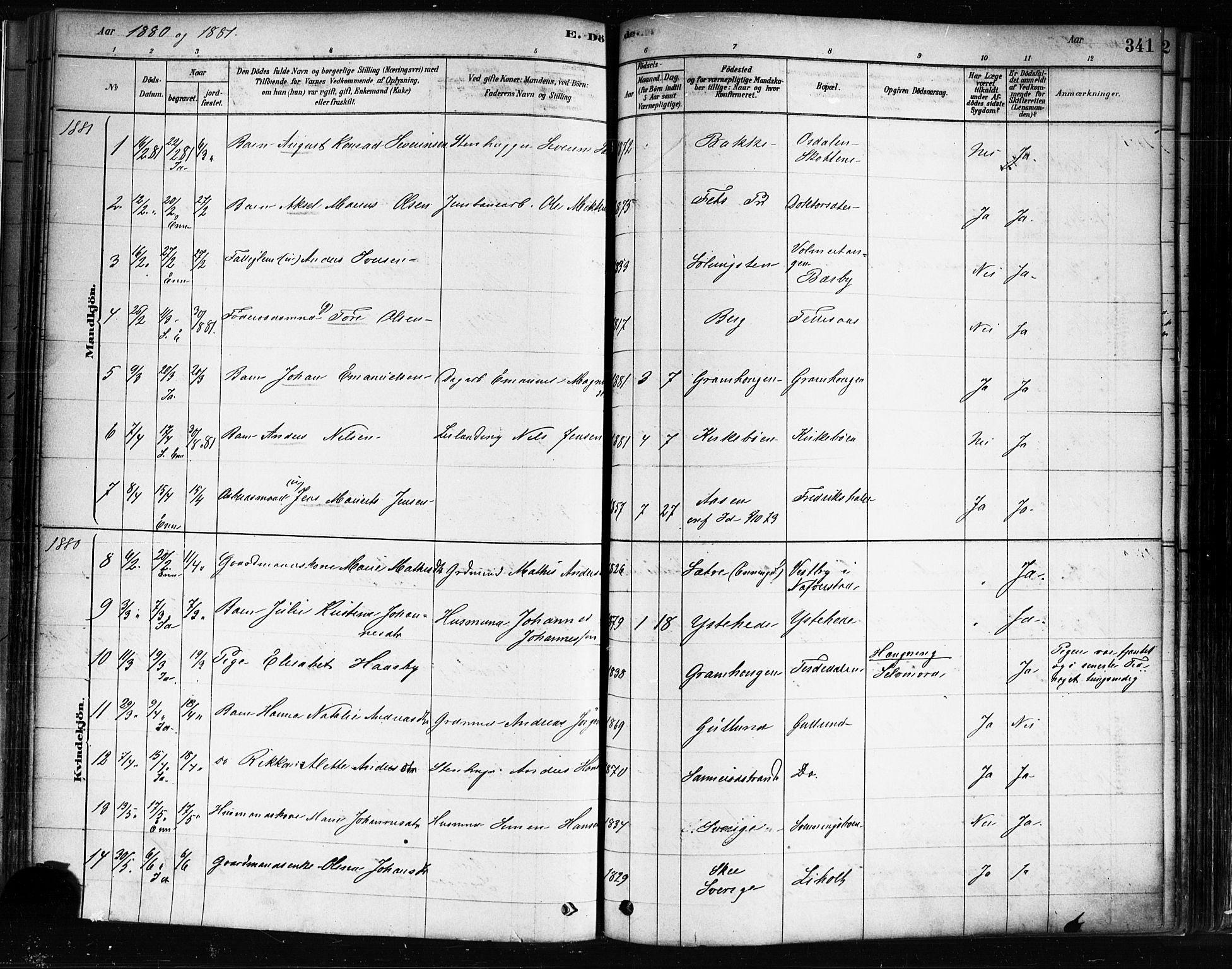 Idd prestekontor Kirkebøker, SAO/A-10911/F/Fc/L0006b: Parish register (official) no. III 6B, 1878-1903, p. 341