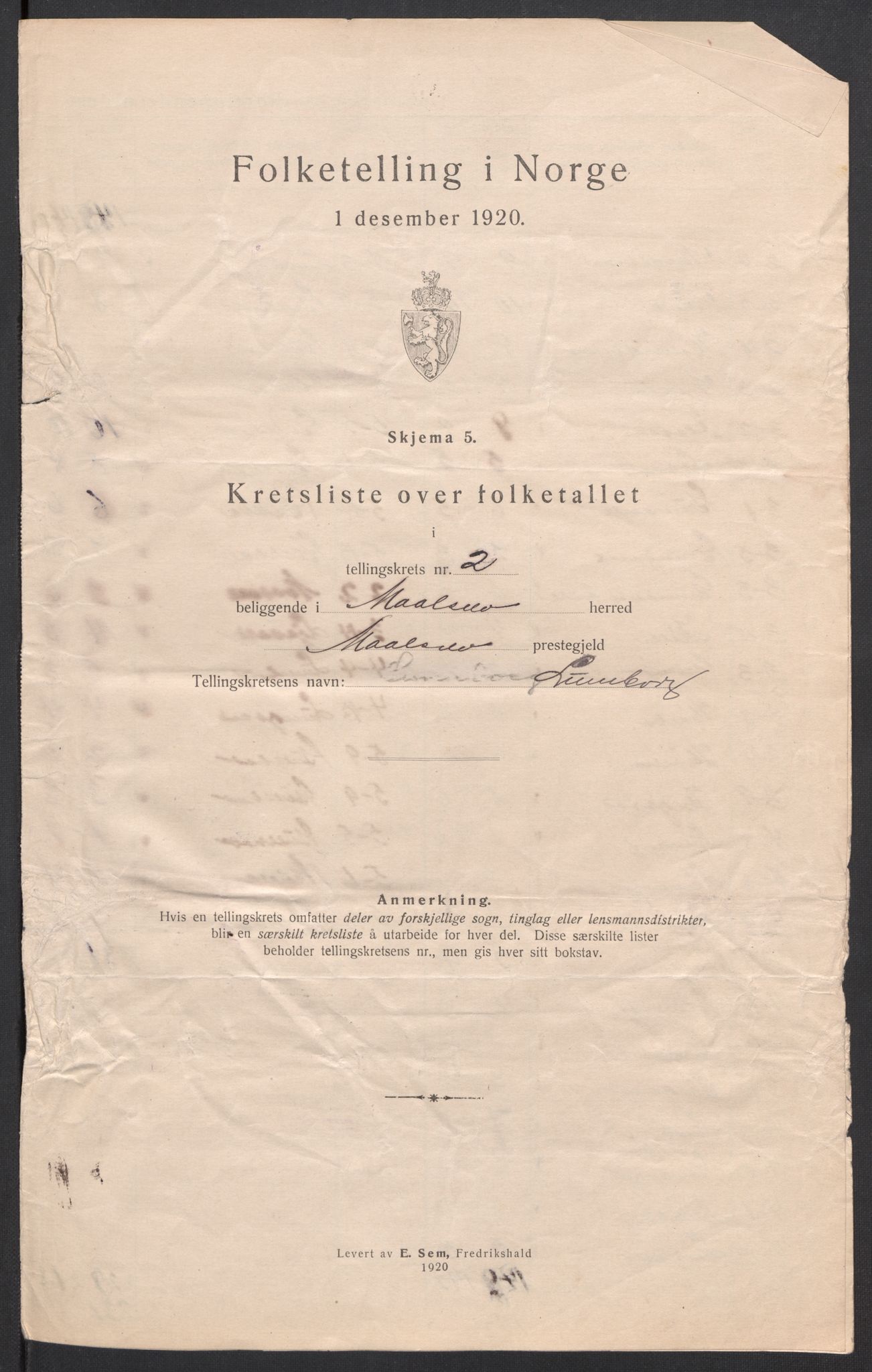 SATØ, 1920 census for Målselv, 1920, p. 9