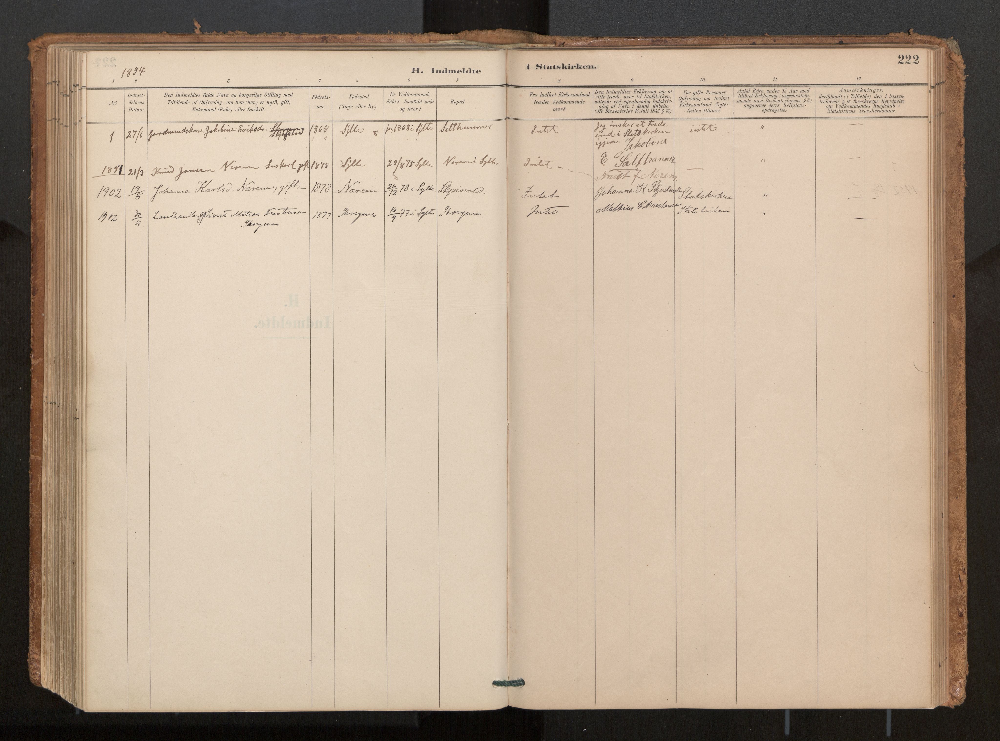 Ministerialprotokoller, klokkerbøker og fødselsregistre - Møre og Romsdal, AV/SAT-A-1454/541/L0545a: Parish register (official) no. 541A03, 1887-1912, p. 222