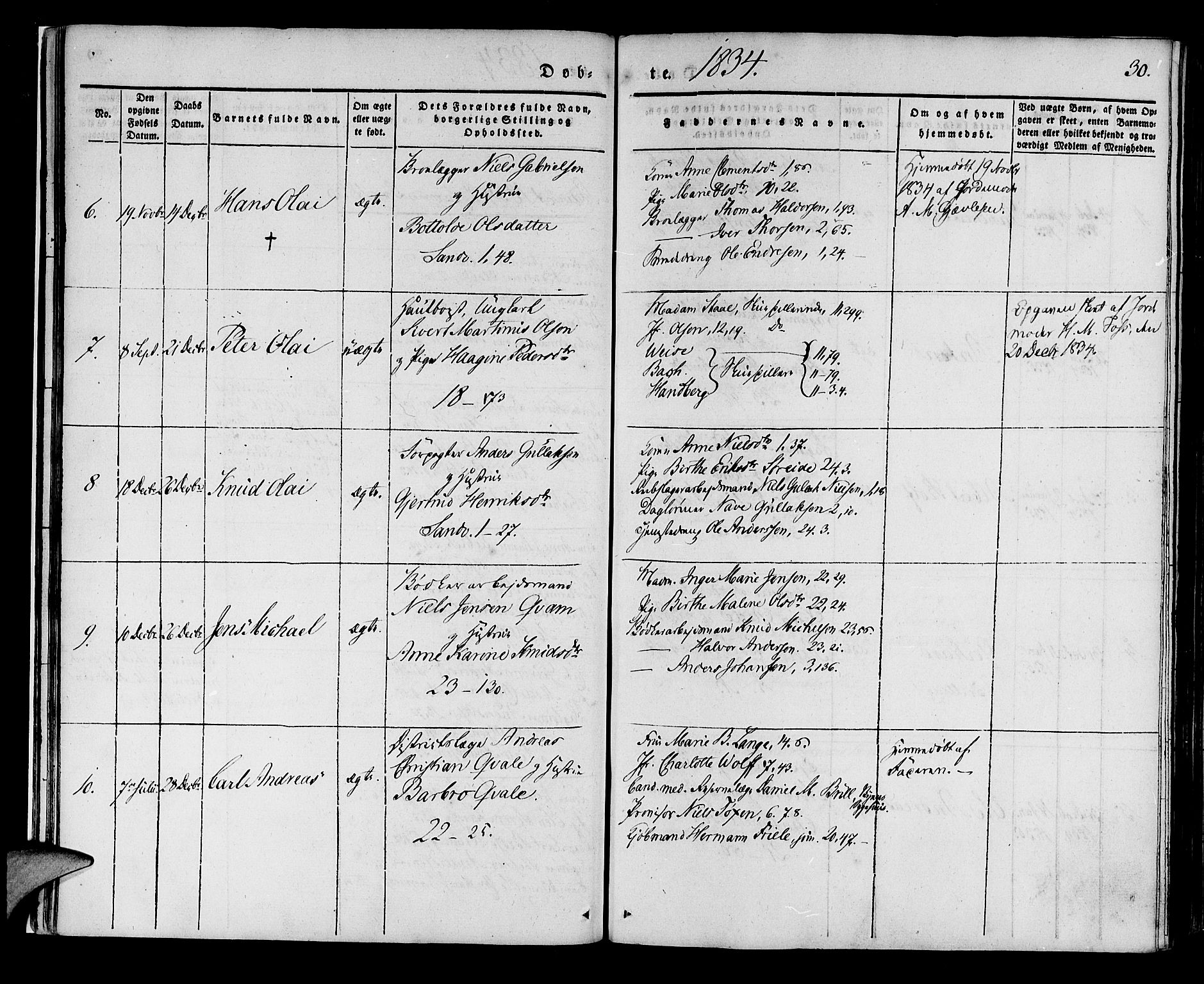 Korskirken sokneprestembete, AV/SAB-A-76101/H/Haa/L0015: Parish register (official) no. B 1, 1833-1841, p. 30