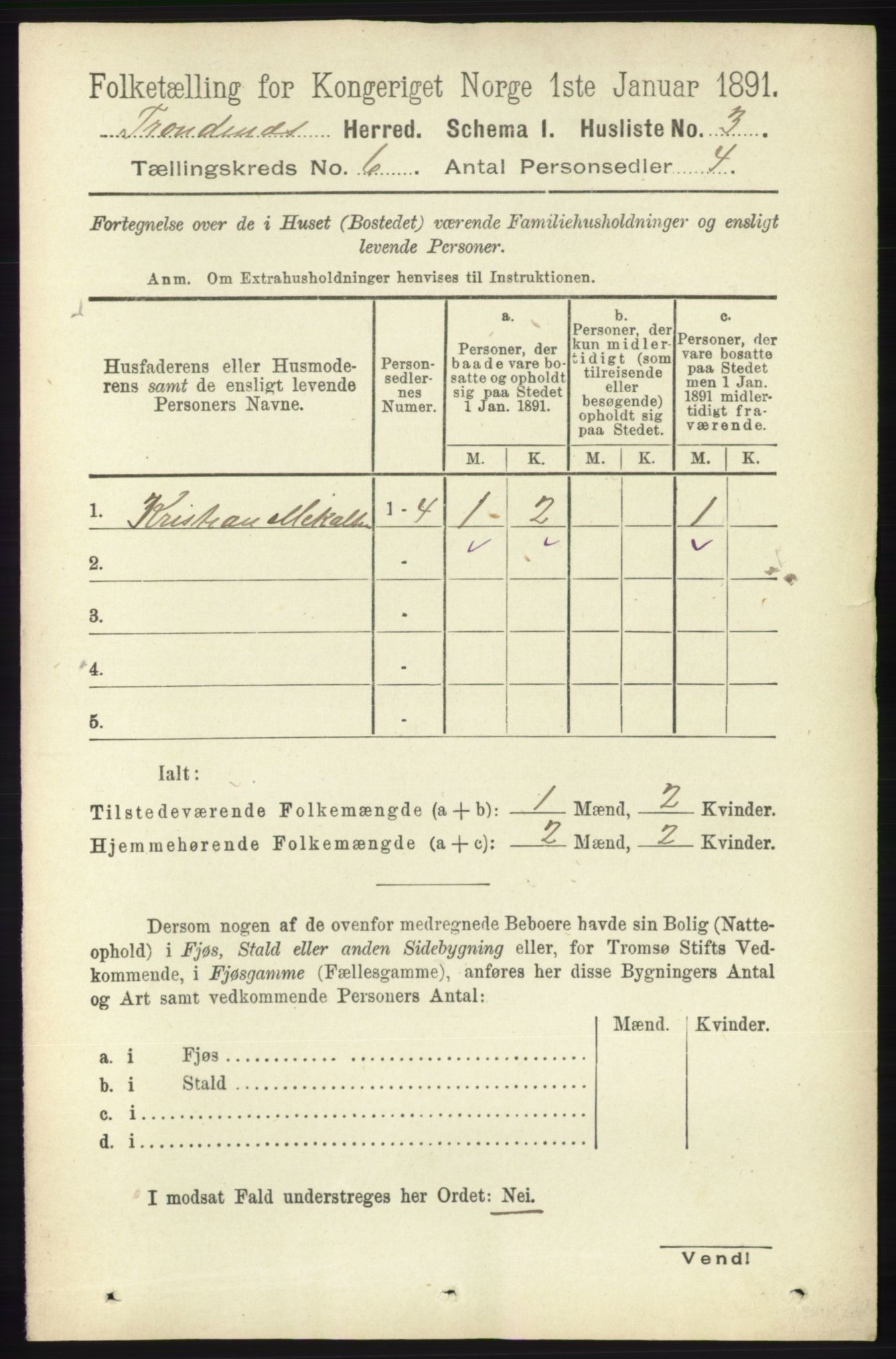 RA, 1891 census for 1914 Trondenes, 1891, p. 3746