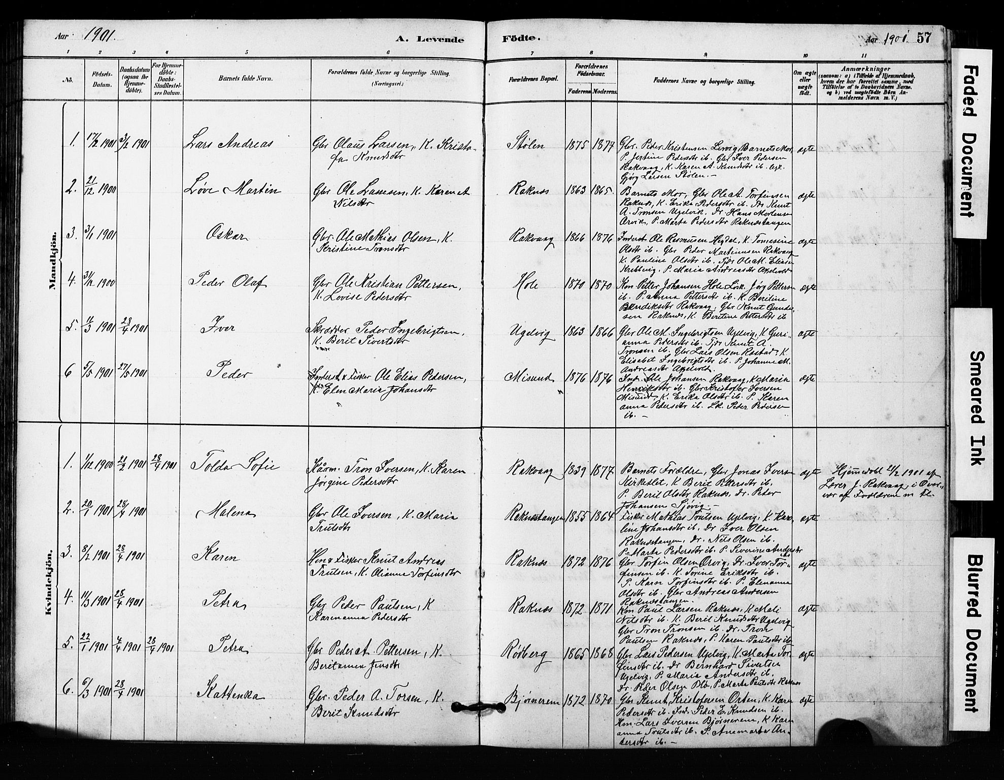 Ministerialprotokoller, klokkerbøker og fødselsregistre - Møre og Romsdal, SAT/A-1454/563/L0737: Parish register (copy) no. 563C01, 1878-1916, p. 57