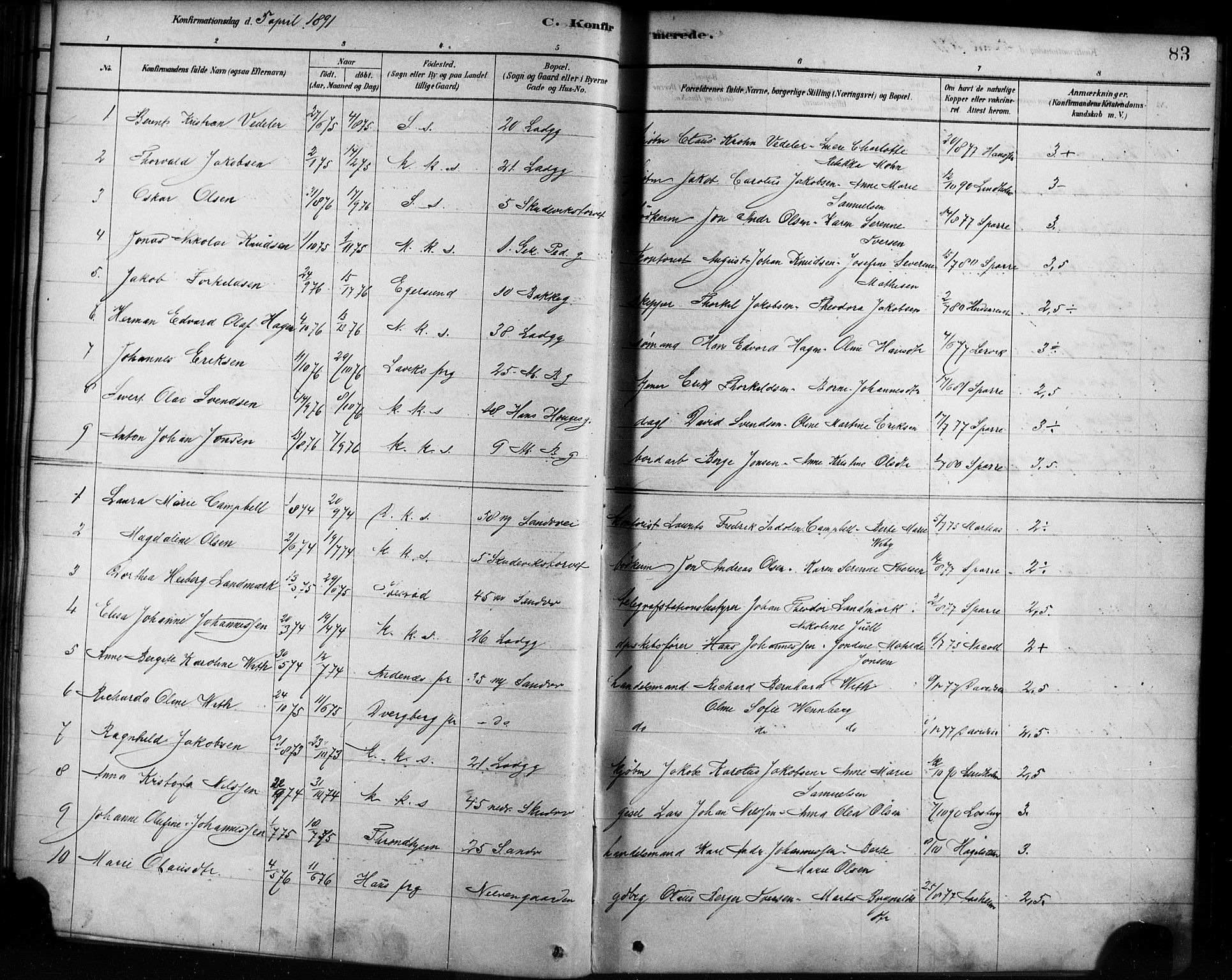 Sandviken Sokneprestembete, AV/SAB-A-77601/H/Ha/L0002: Parish register (official) no. A 2, 1878-1896, p. 83