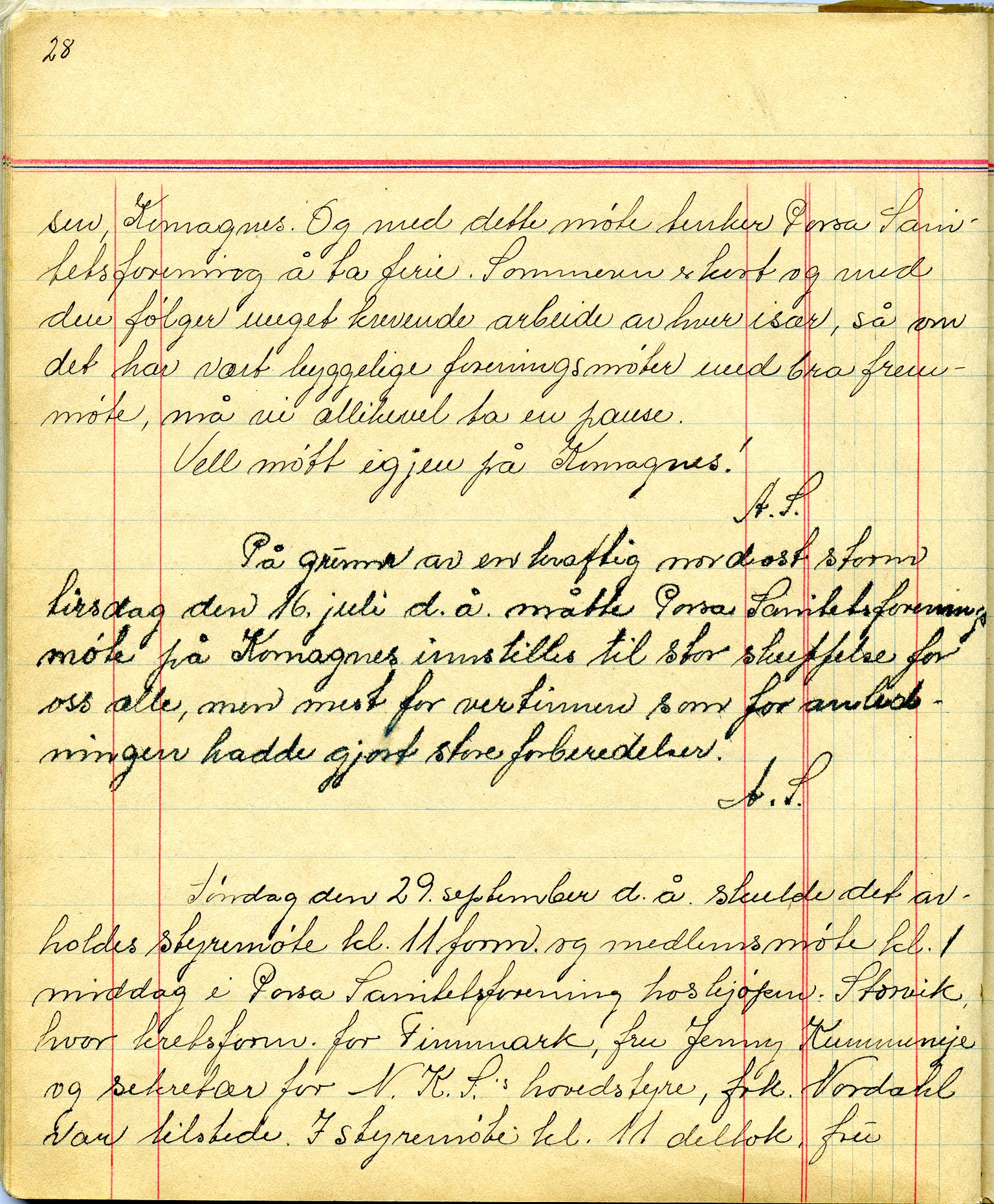 Porsa sanitetsforening, FMFB/A-1035/A/L0001: Møteprotokoll, 1946