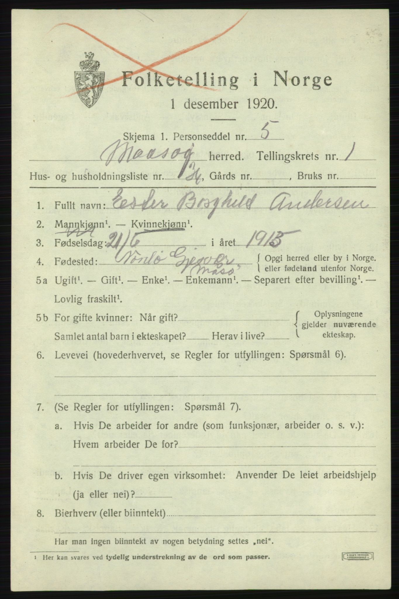 SATØ, 1920 census for Måsøy, 1920, p. 1222