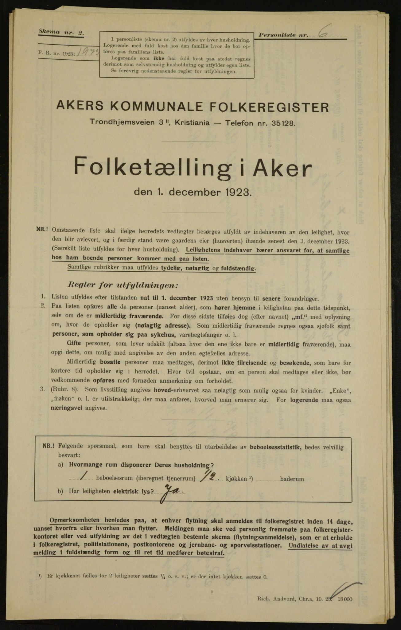 , Municipal Census 1923 for Aker, 1923, p. 35051