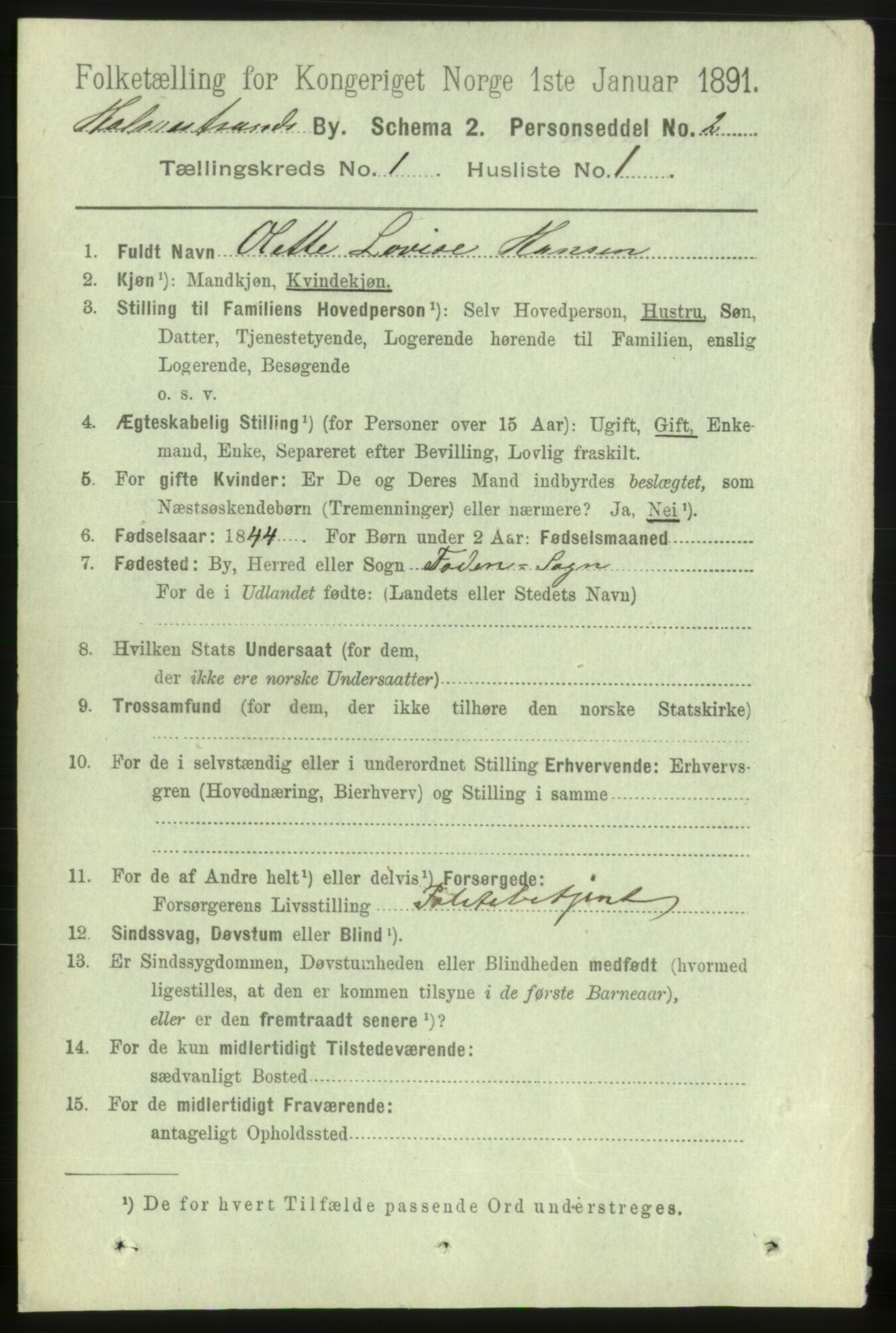 RA, 1891 census for 0702 Holmestrand, 1891, p. 486