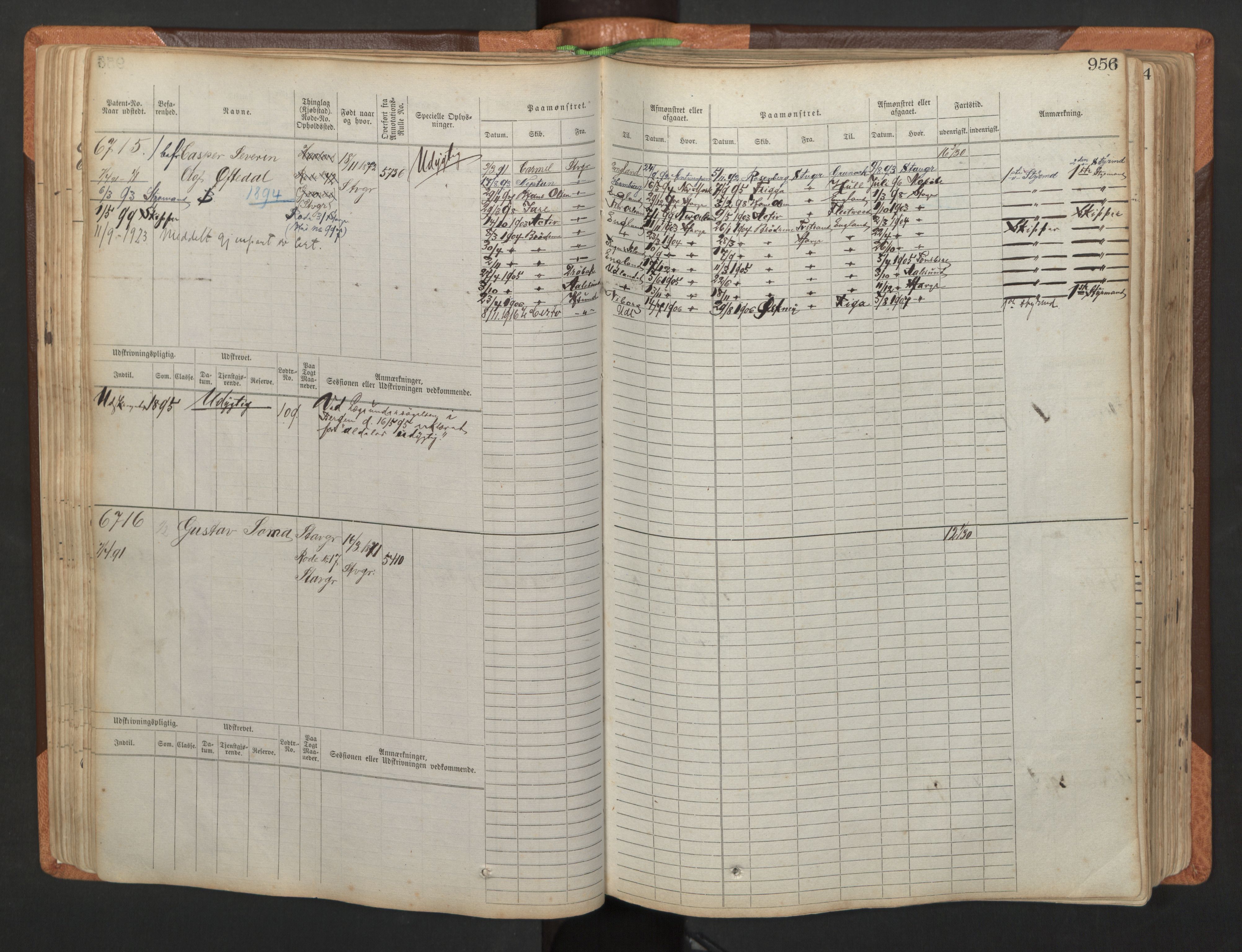 Stavanger sjømannskontor, AV/SAST-A-102006/F/Fb/Fbb/L0011: Sjøfartshovedrulle, patentnr. 6607-7206 (del 2), 1887-1896, p. 59