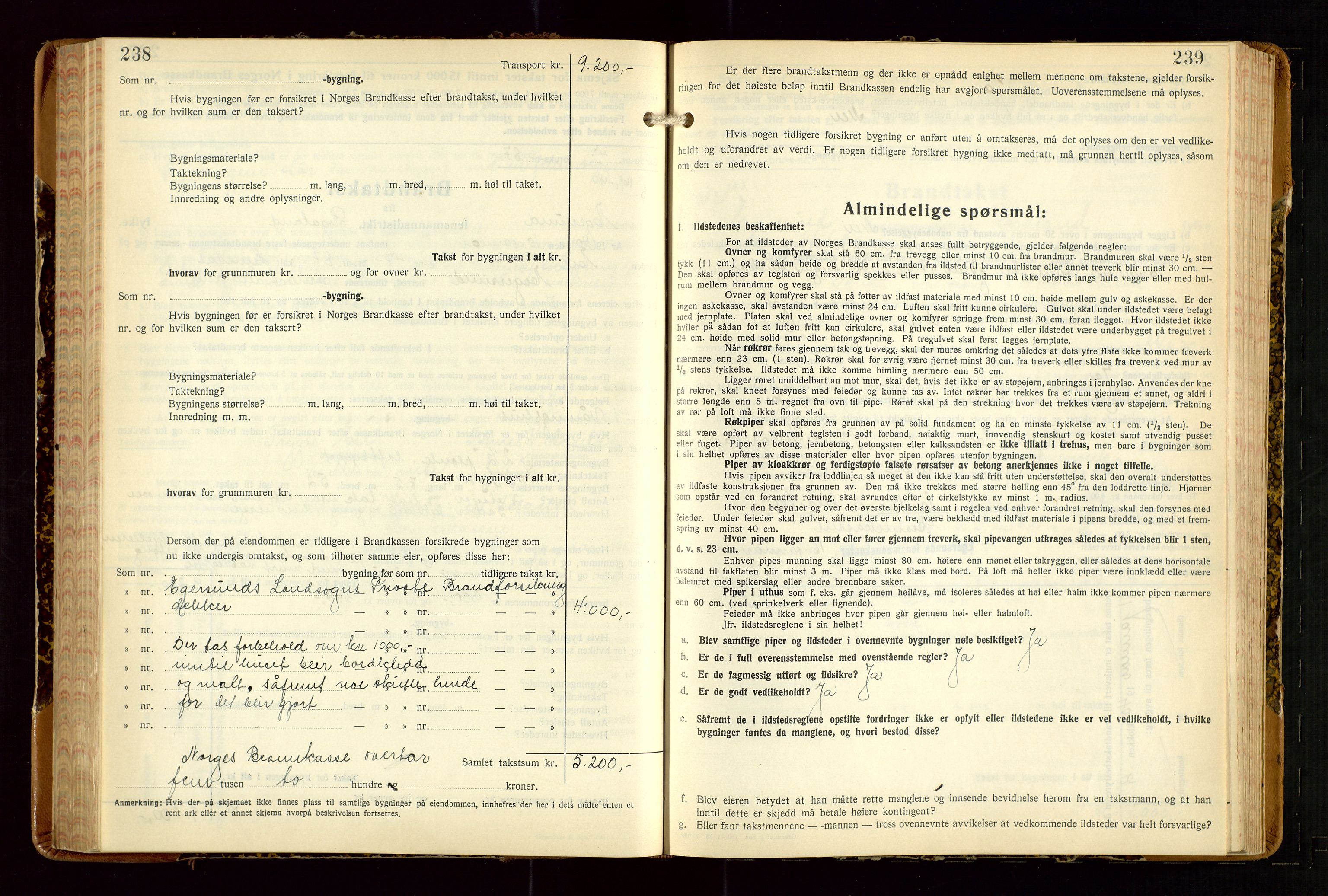 Eigersund lensmannskontor, AV/SAST-A-100171/Gob/L0007: "Brandtakstprotokoll", 1938-1955, p. 238-239