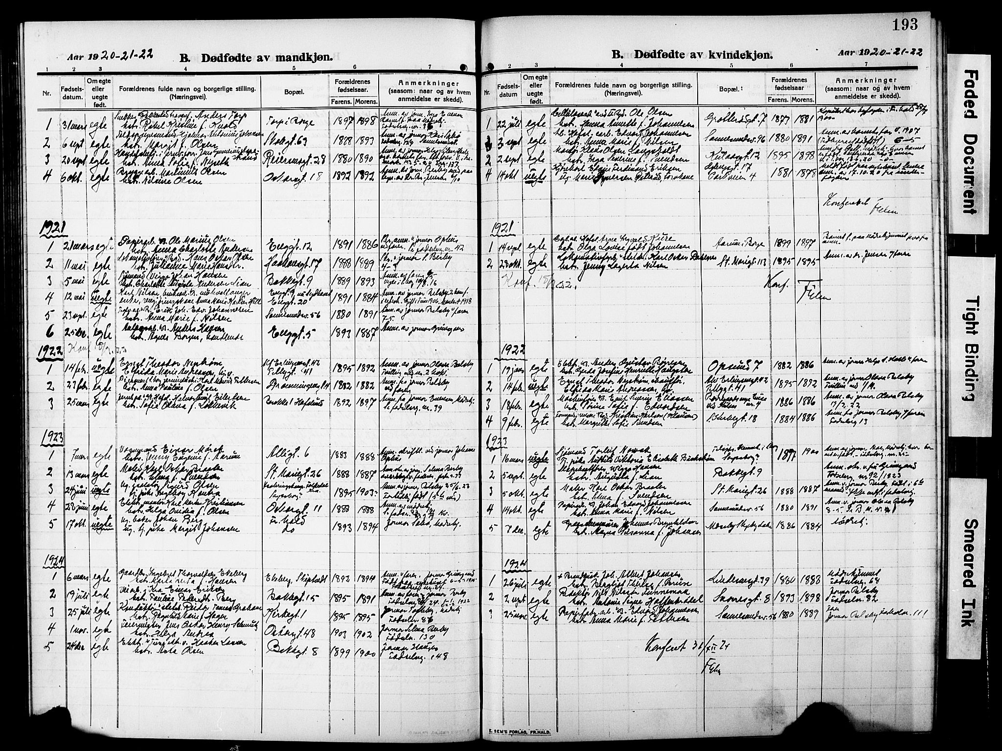 Sarpsborg prestekontor Kirkebøker, AV/SAO-A-2006/G/Ga/L0002: Parish register (copy) no. 2, 1912-1931, p. 193