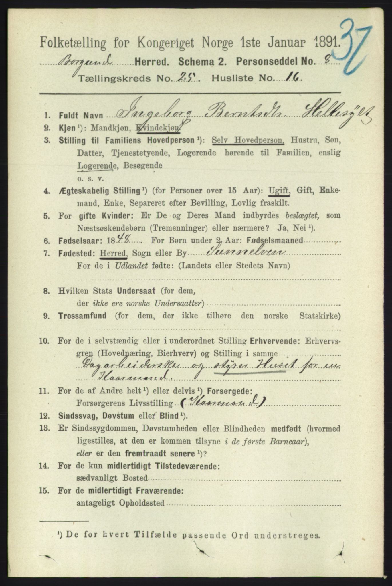 RA, 1891 census for 1531 Borgund, 1891, p. 7367