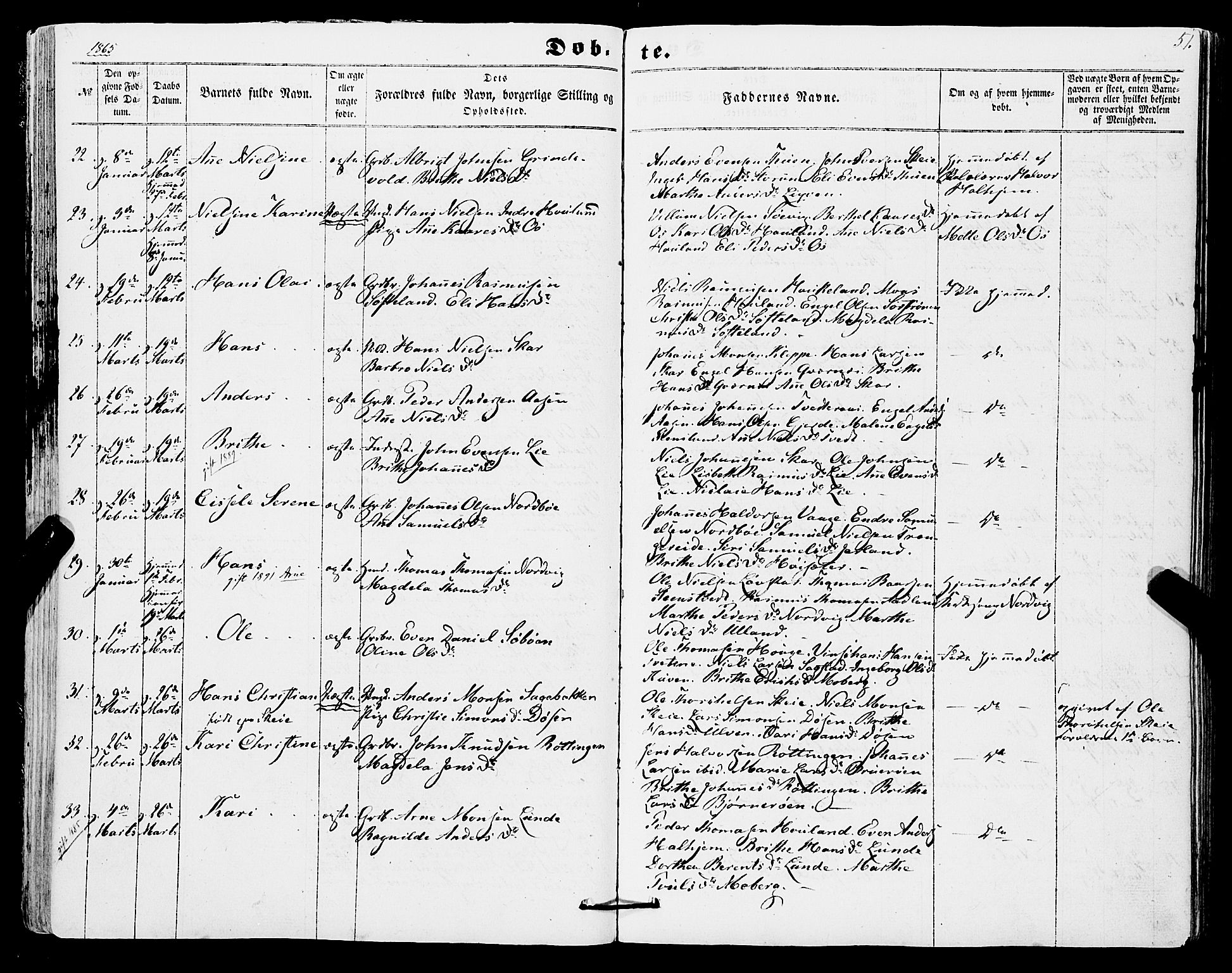 Os sokneprestembete, SAB/A-99929: Parish register (official) no. A 17, 1860-1873, p. 51