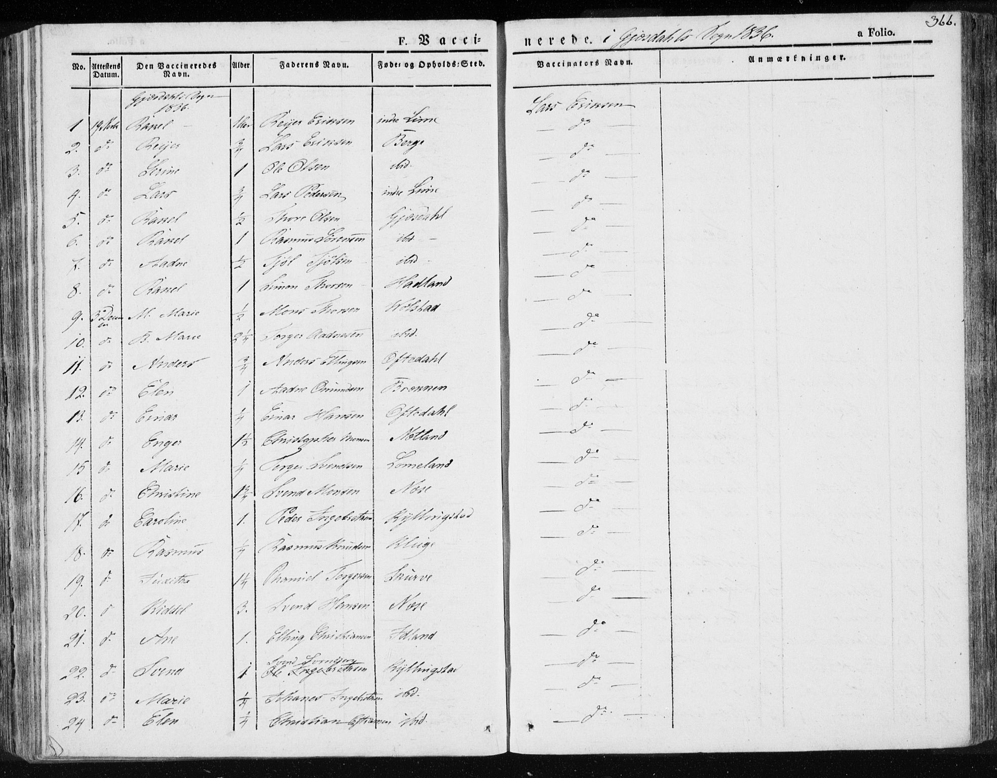 Lye sokneprestkontor, AV/SAST-A-101794/001/30BA/L0004: Parish register (official) no. A 4, 1826-1841, p. 366