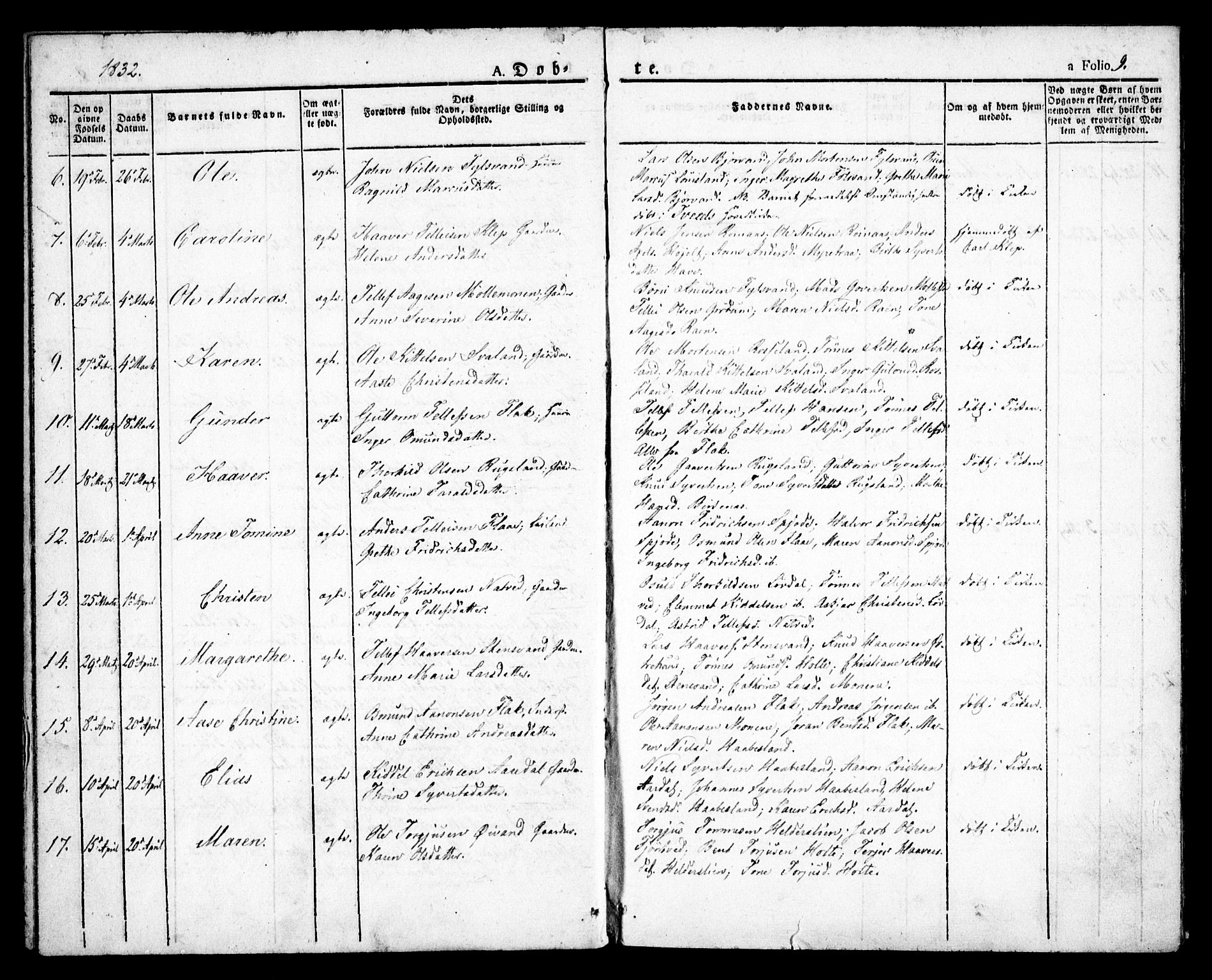 Birkenes sokneprestkontor, AV/SAK-1111-0004/F/Fa/L0001: Parish register (official) no. A 1, 1829-1849, p. 9