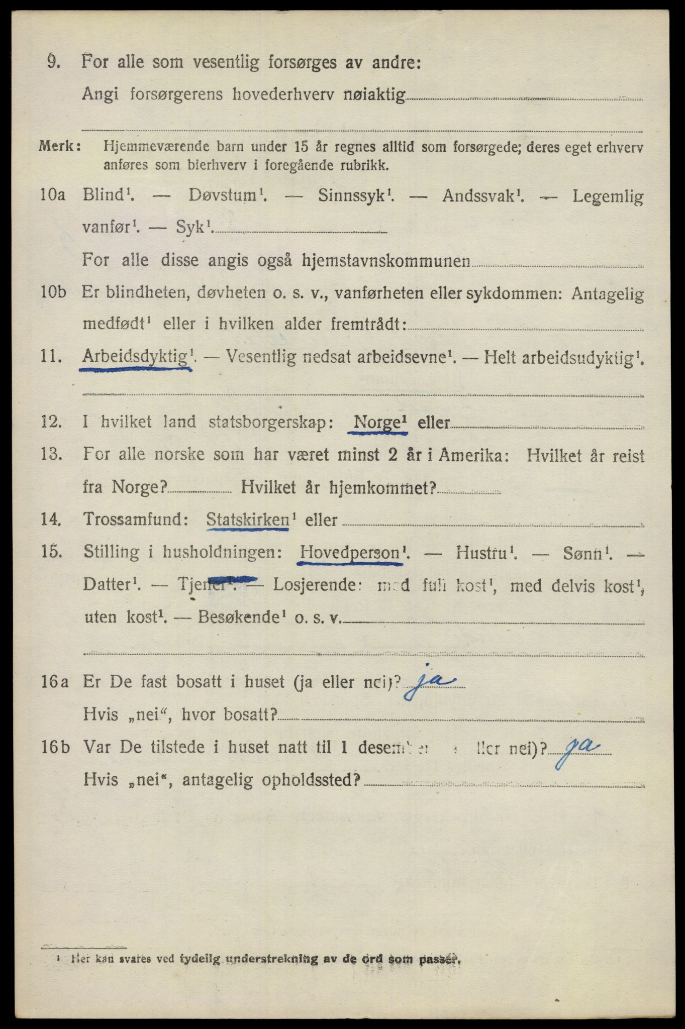 SAO, 1920 census for Ullensaker, 1920, p. 15396