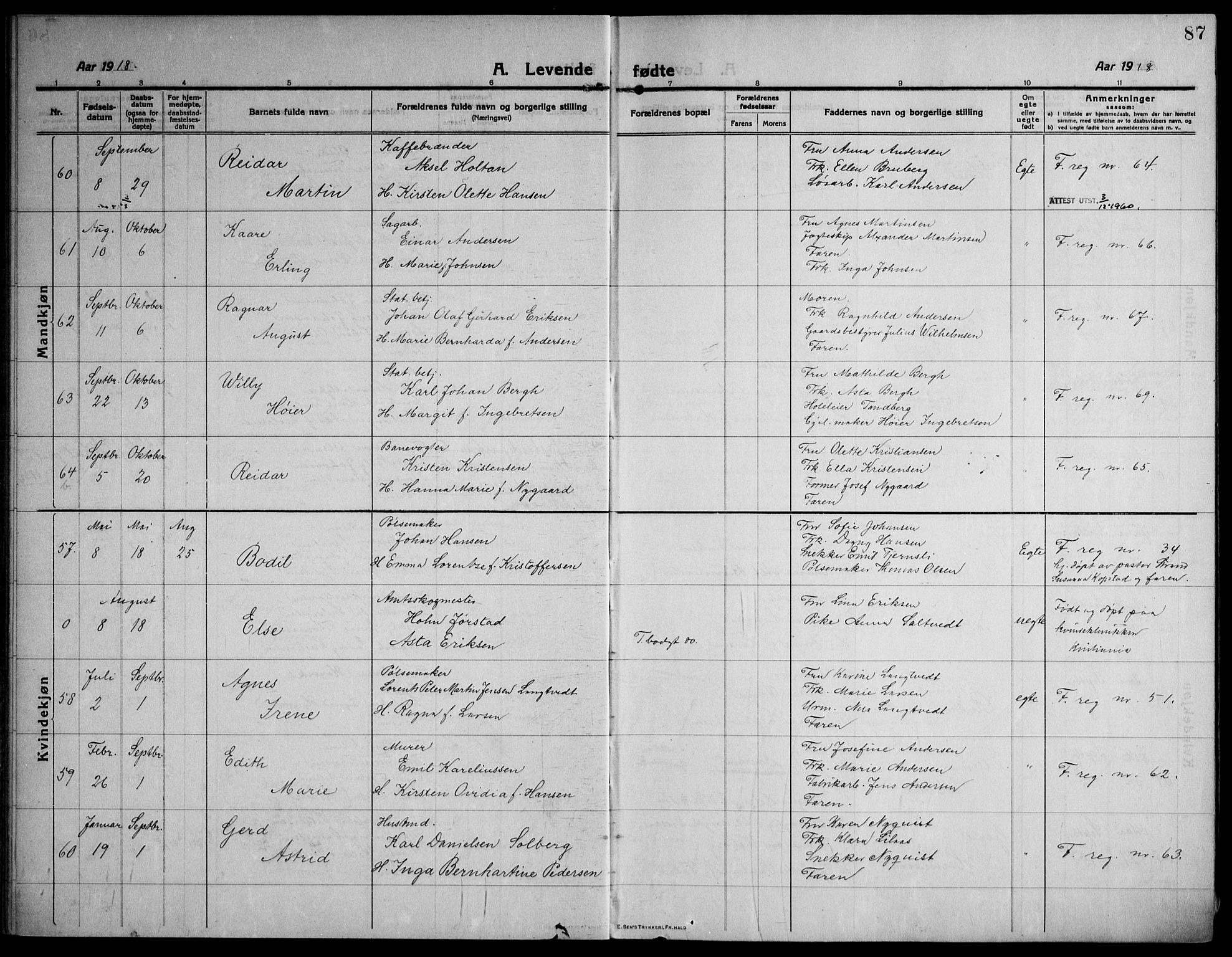 Strømsø kirkebøker, AV/SAKO-A-246/F/Fa/L0029: Parish register (official) no. I 27, 1915-1930, p. 87