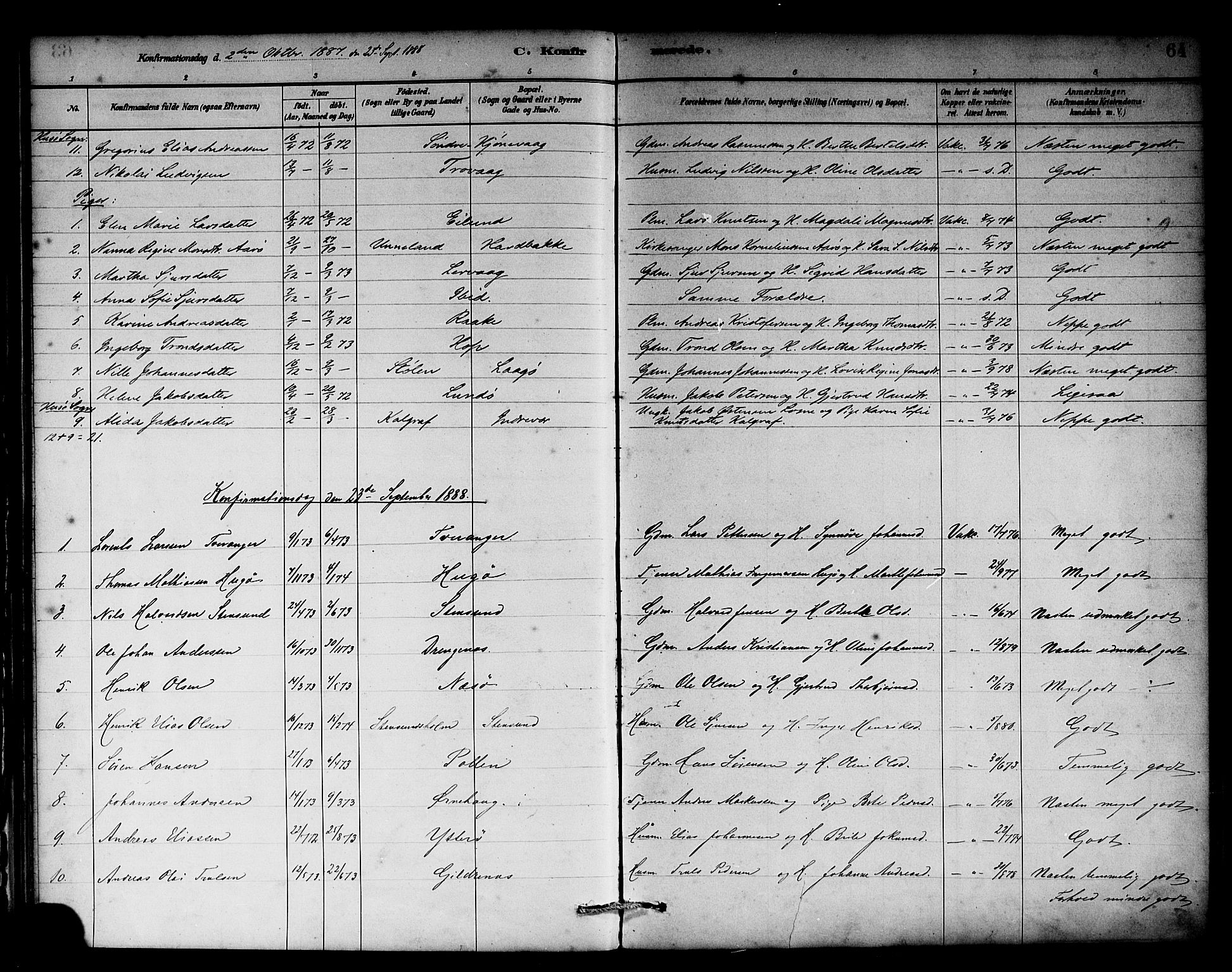 Solund sokneprestembete, SAB/A-81401: Parish register (official) no. A 1, 1881-1902, p. 64