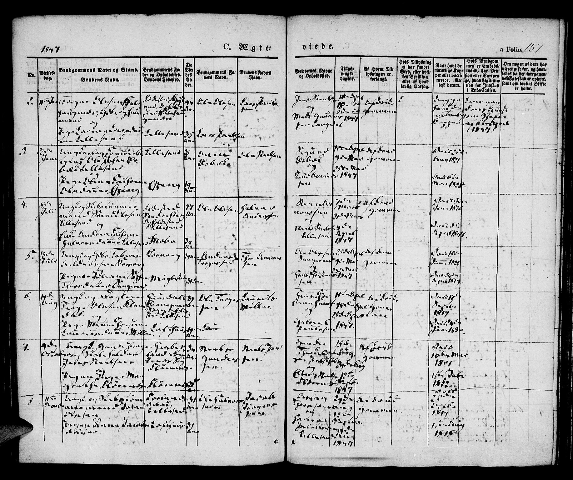 Vestre Moland sokneprestkontor, AV/SAK-1111-0046/F/Fa/Fab/L0005: Parish register (official) no. A 5, 1841-1849, p. 137