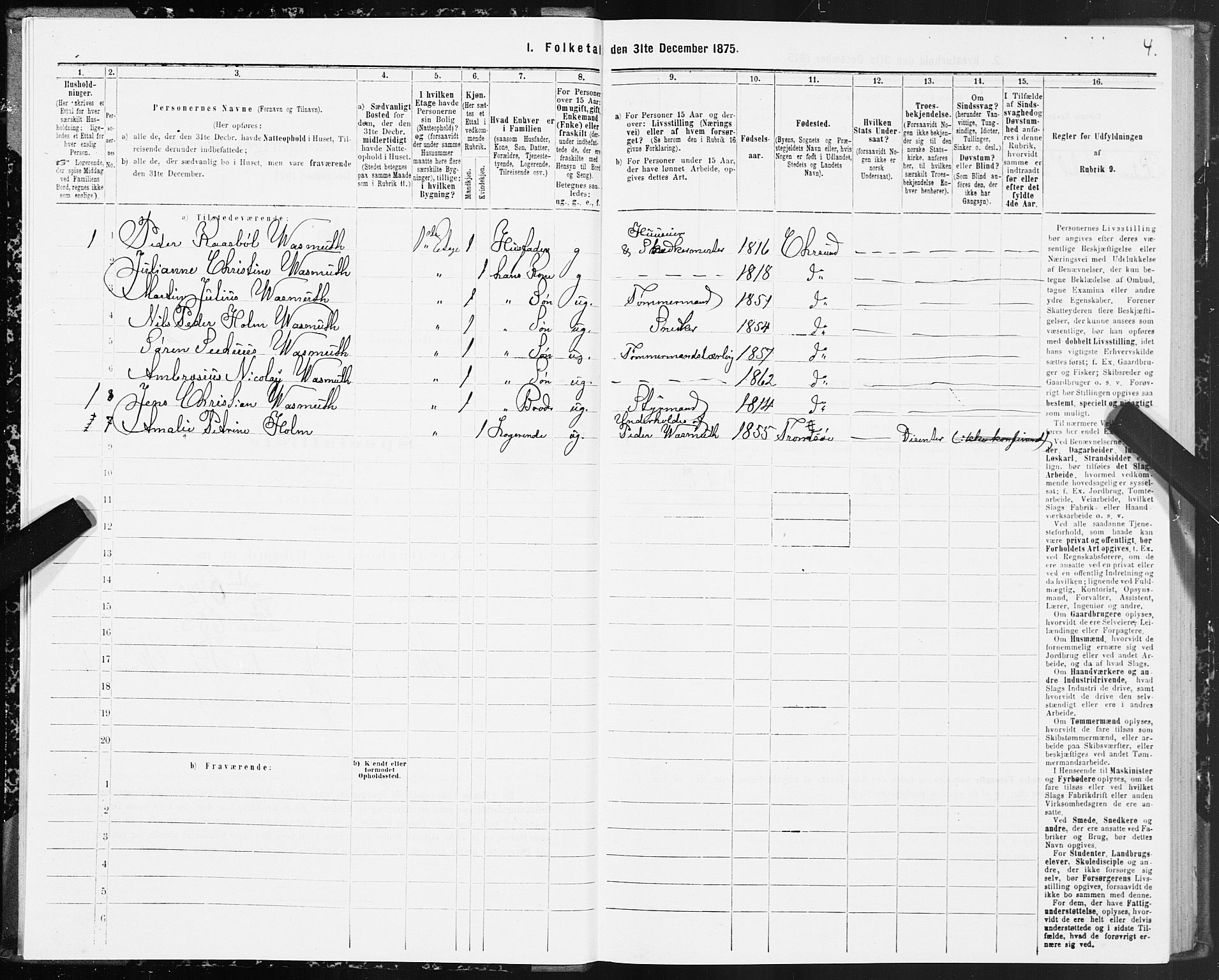 SAT, 1875 census for 1503B Kristiansund/Kristiansund, 1875, p. 1004