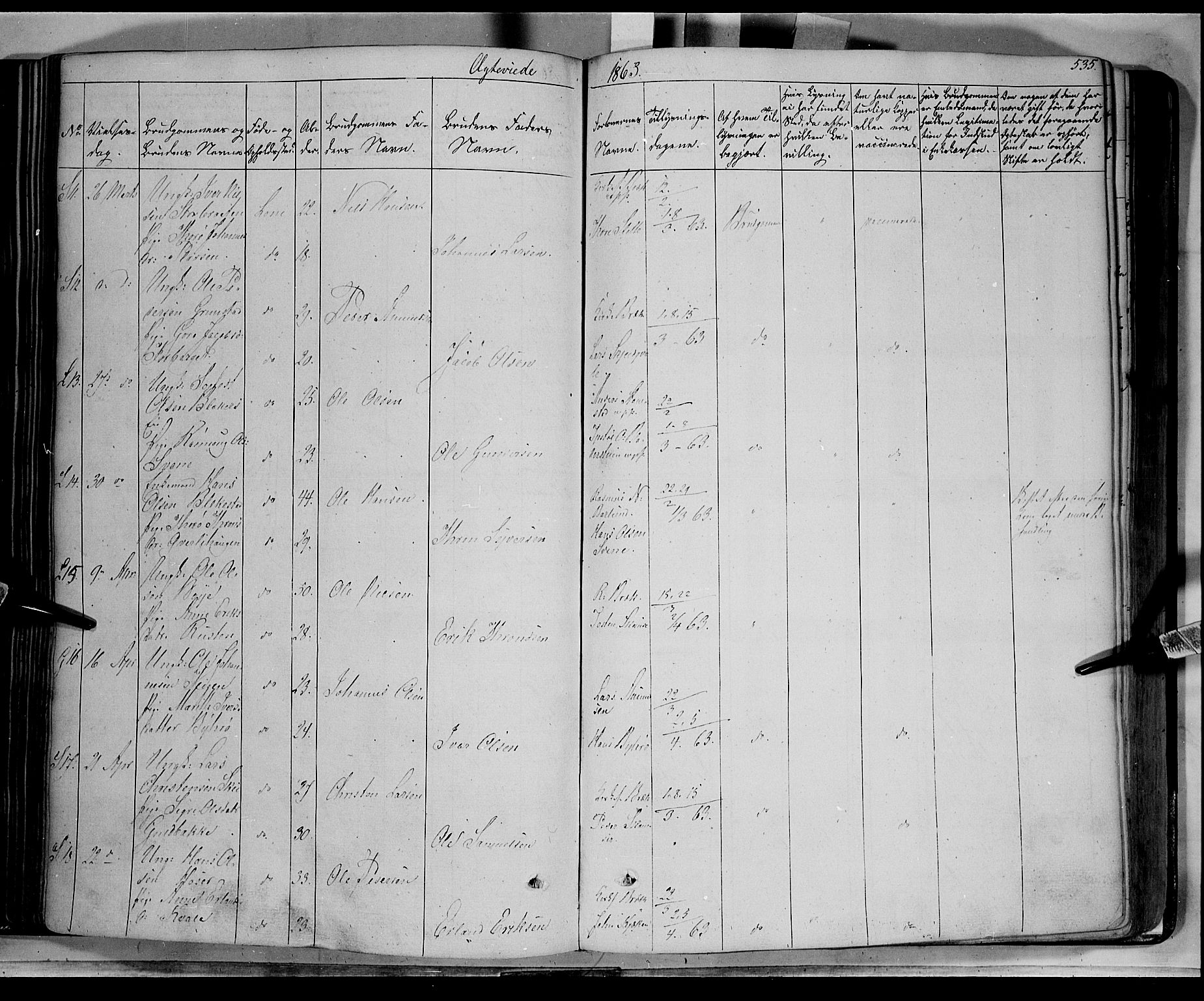 Lom prestekontor, AV/SAH-PREST-070/K/L0006: Parish register (official) no. 6B, 1837-1863, p. 535