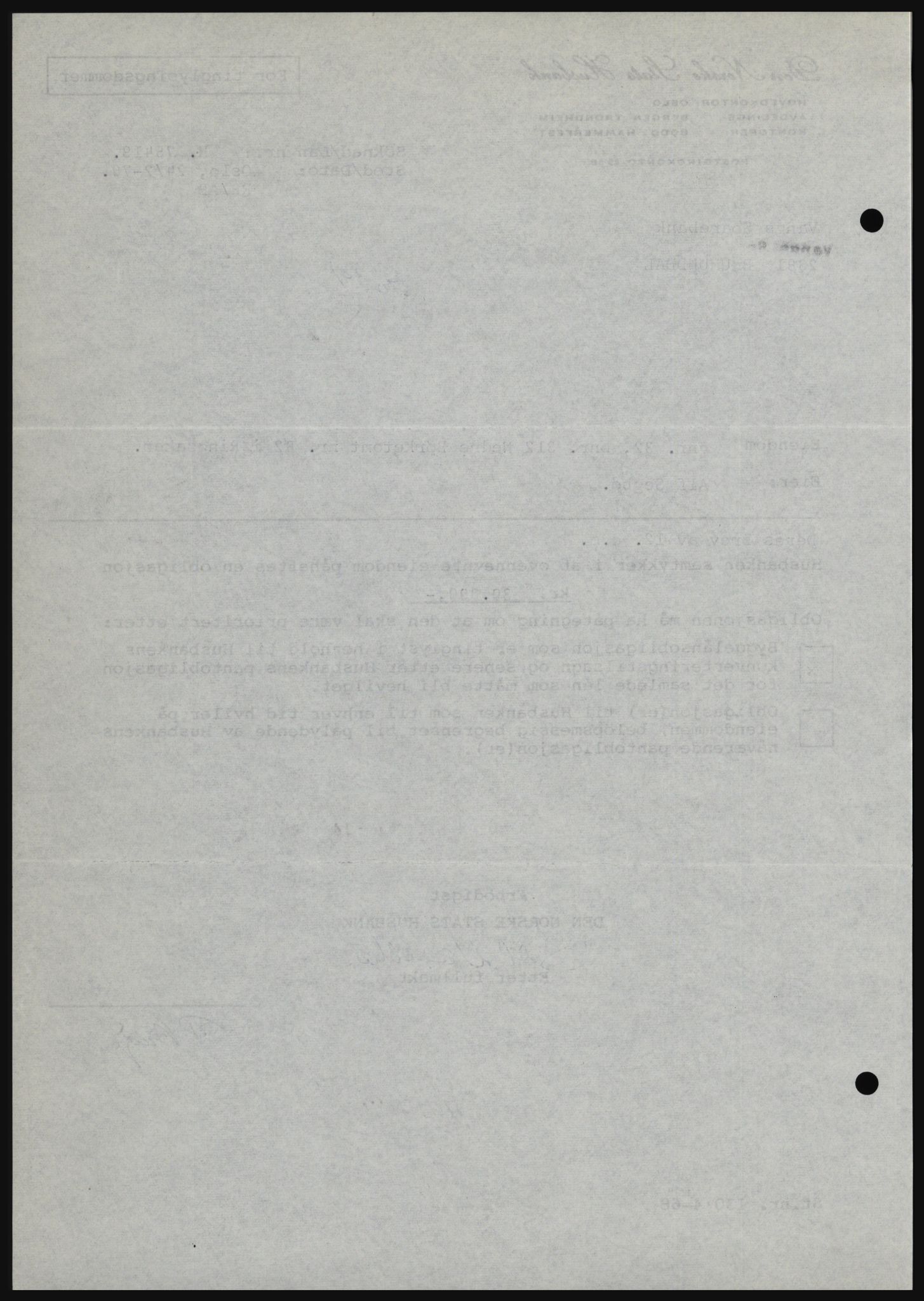 Nord-Hedmark sorenskriveri, SAH/TING-012/H/Hc/L0033: Mortgage book no. 33, 1970-1970, Diary no: : 1068/1970