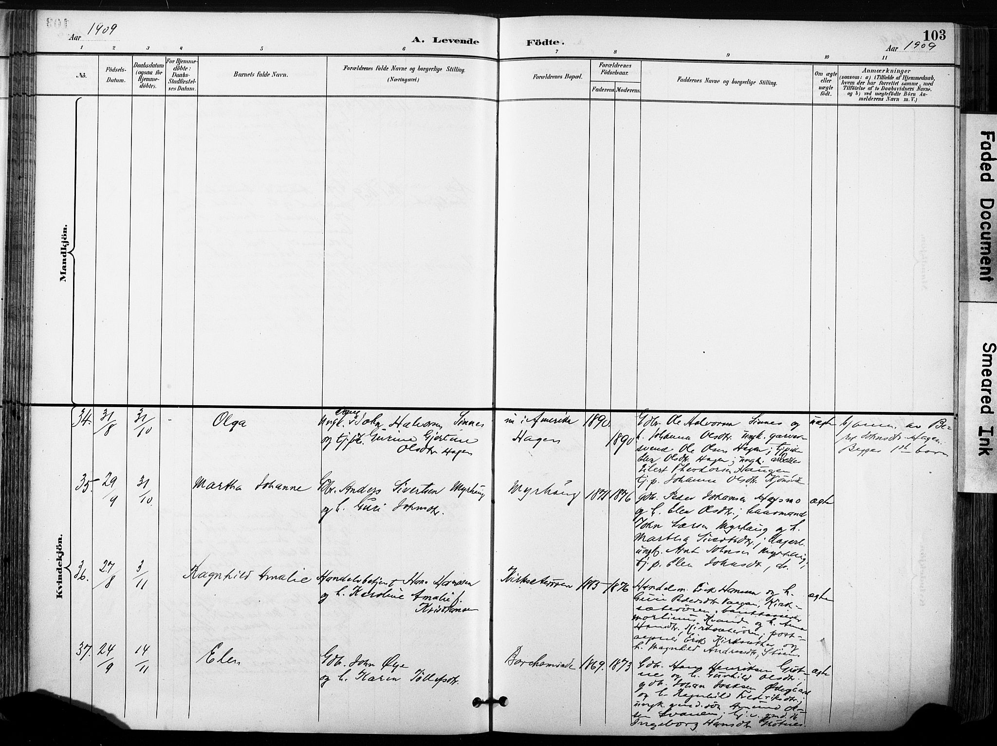 Ministerialprotokoller, klokkerbøker og fødselsregistre - Sør-Trøndelag, AV/SAT-A-1456/630/L0497: Parish register (official) no. 630A10, 1896-1910, p. 103