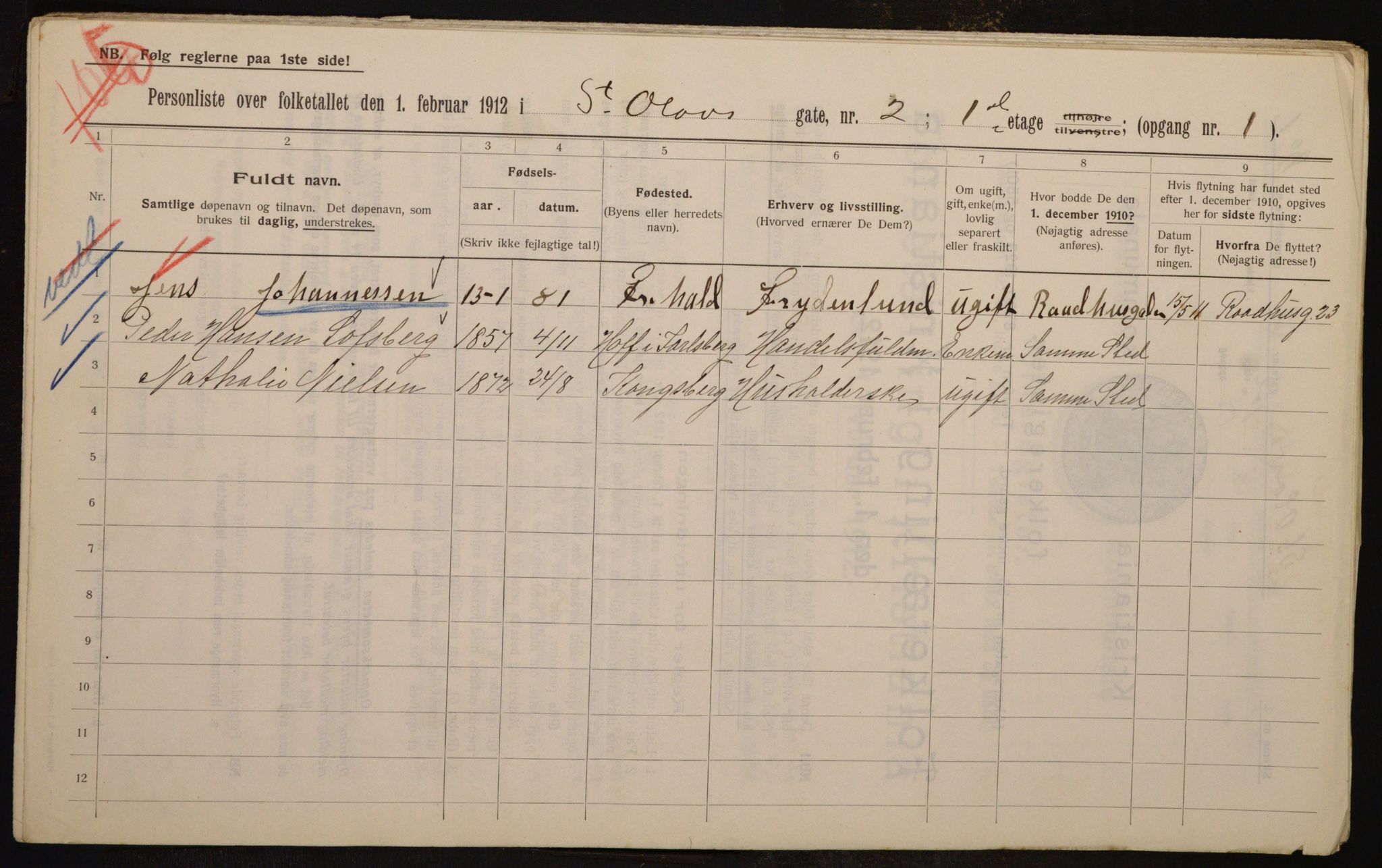 OBA, Municipal Census 1912 for Kristiania, 1912, p. 88190