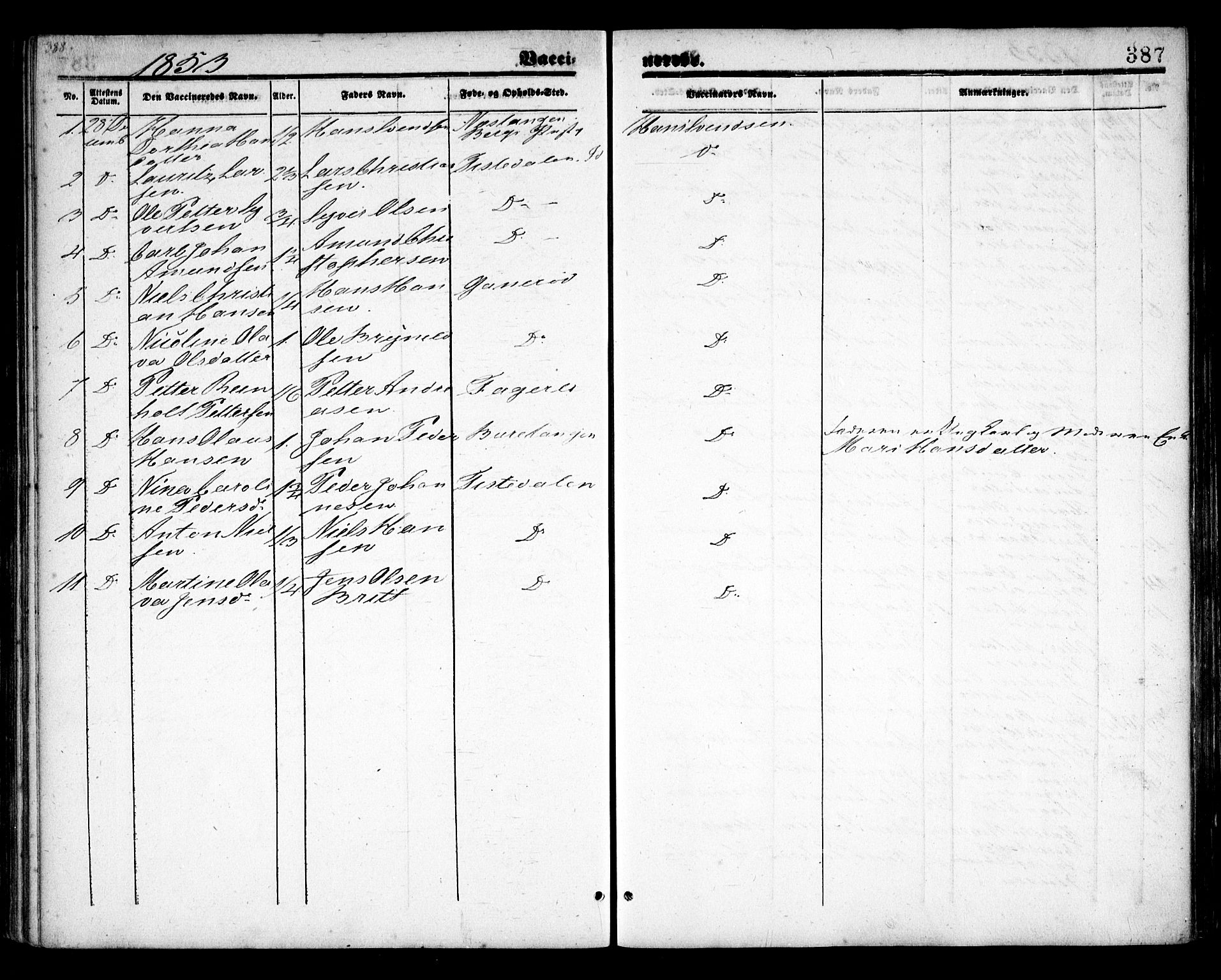 Idd prestekontor Kirkebøker, AV/SAO-A-10911/F/Fc/L0004b: Parish register (official) no. III 4B, 1848-1860, p. 387