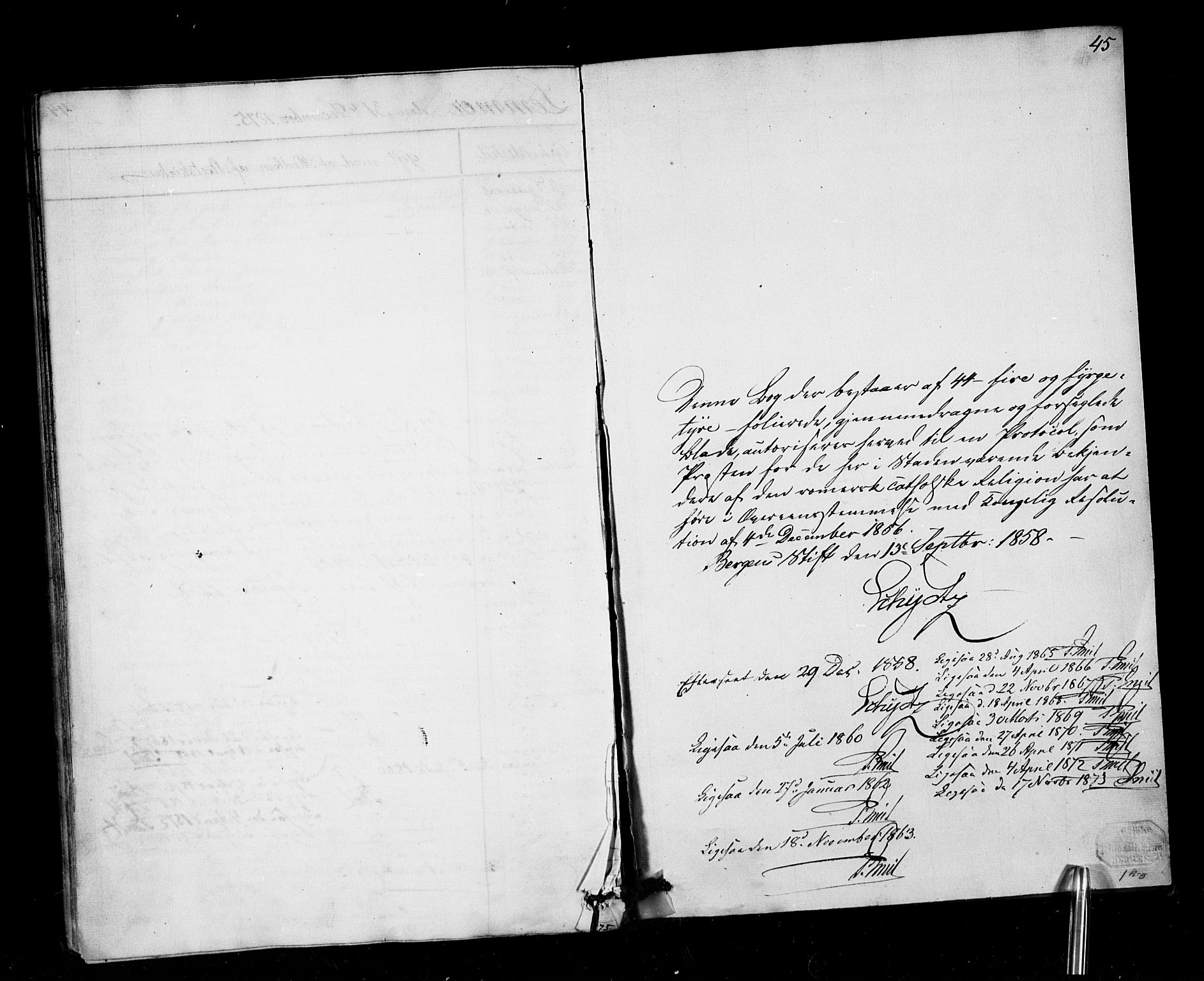 St. Pauls kirke, AV/SAB-SAB/DA-012/F: Dissenter register no. L0001, 1858-1878, p. 45