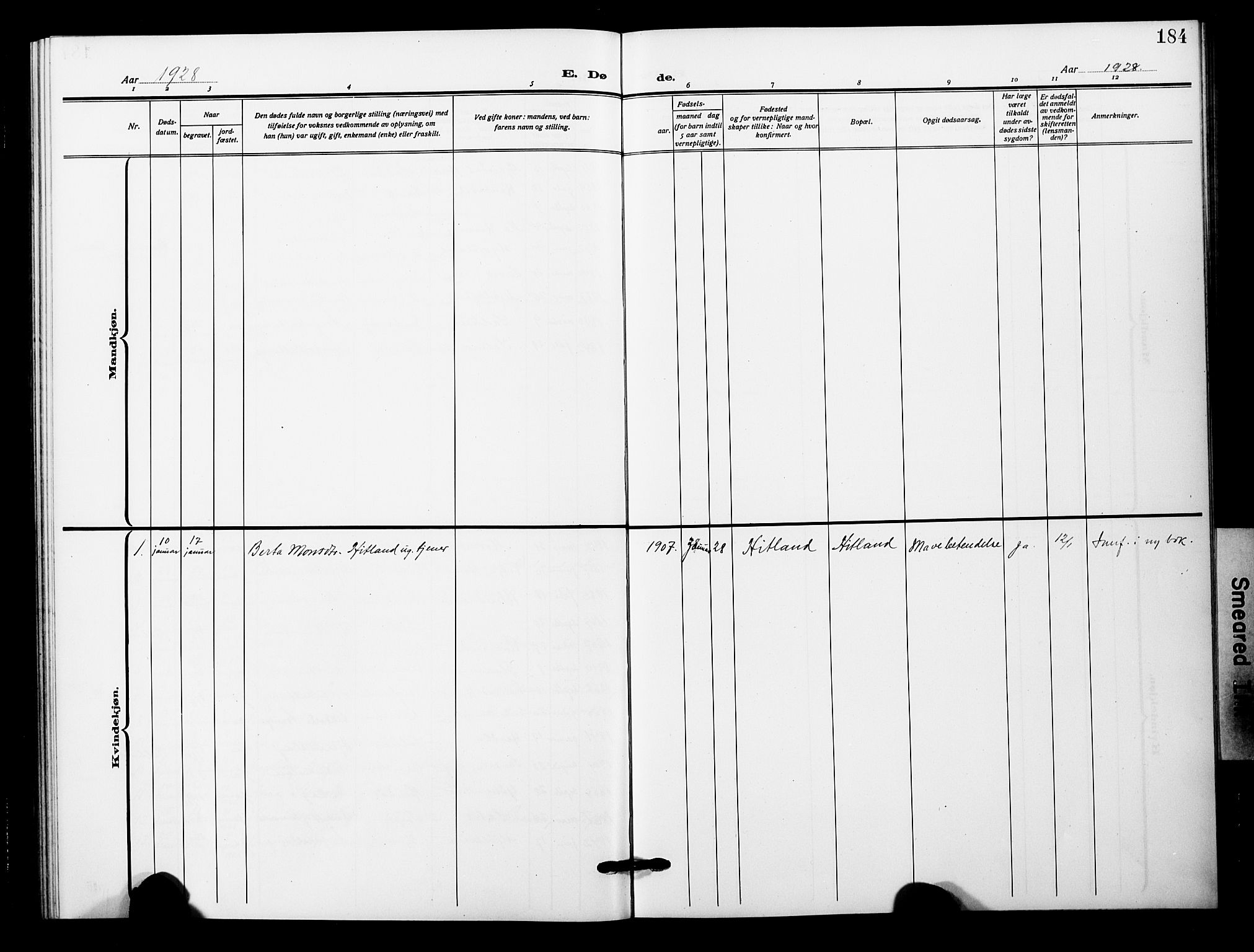 Åsane sokneprestembete, AV/SAB-A-79401/H/Hab: Parish register (copy) no. A 4, 1915-1927, p. 184