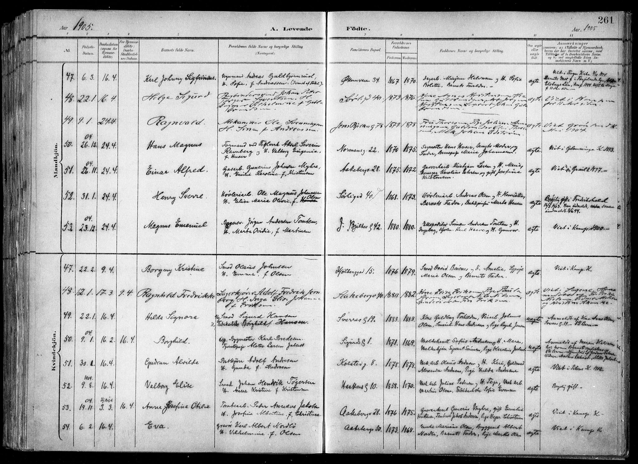 Kampen prestekontor Kirkebøker, AV/SAO-A-10853/F/Fa/L0007: Parish register (official) no. I 7, 1897-1905, p. 261