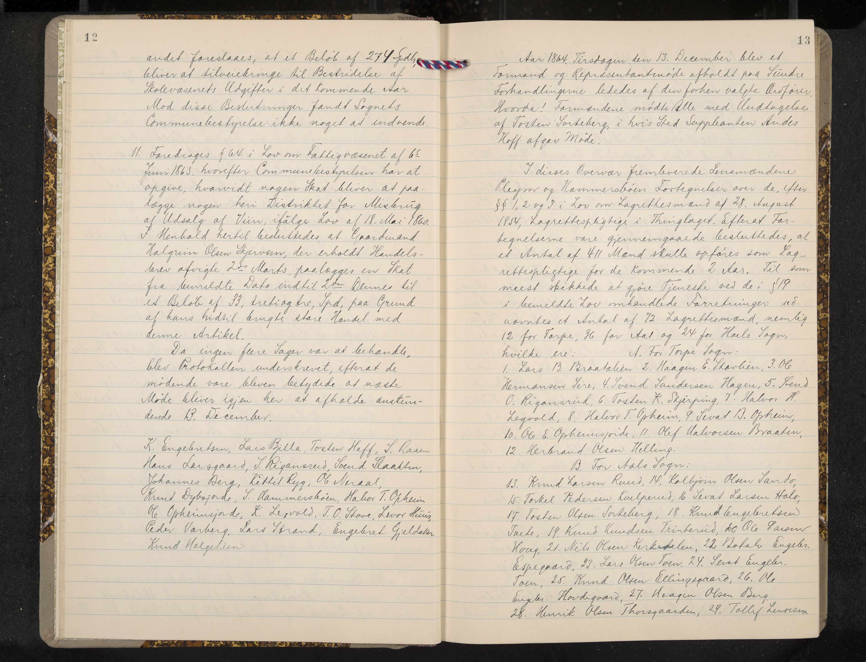 Ål formannskap og sentraladministrasjon, IKAK/0619021/A/Aa/L0003: Utskrift av møtebok, 1864-1880, p. 12-13