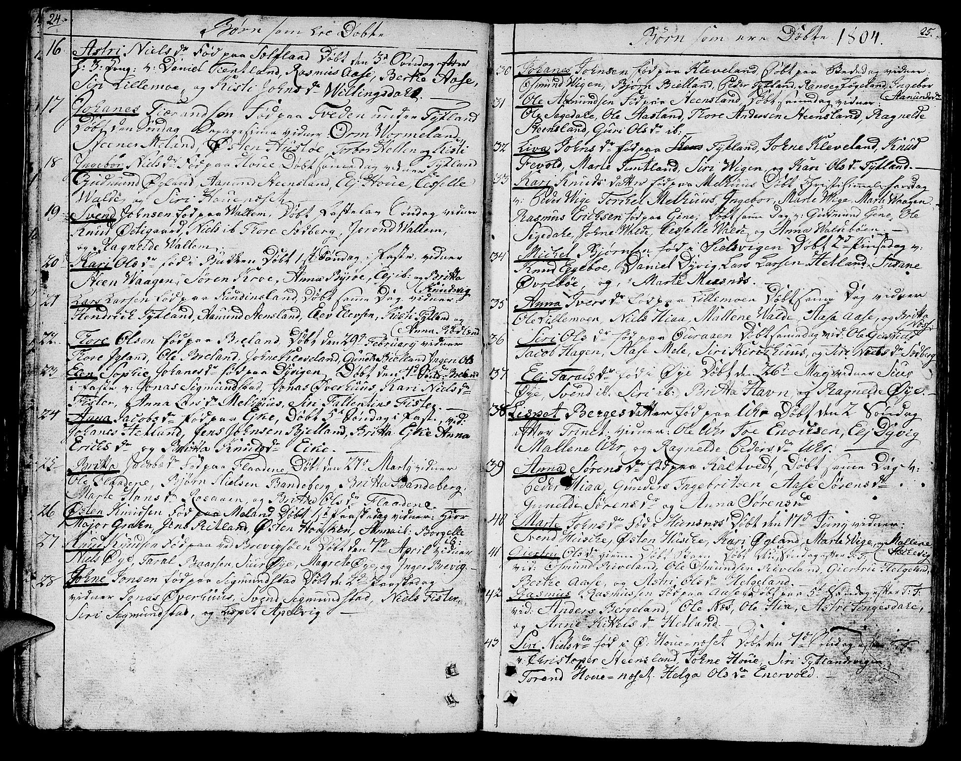 Hjelmeland sokneprestkontor, AV/SAST-A-101843/01/IV/L0002: Parish register (official) no. A 2, 1799-1816, p. 24-25