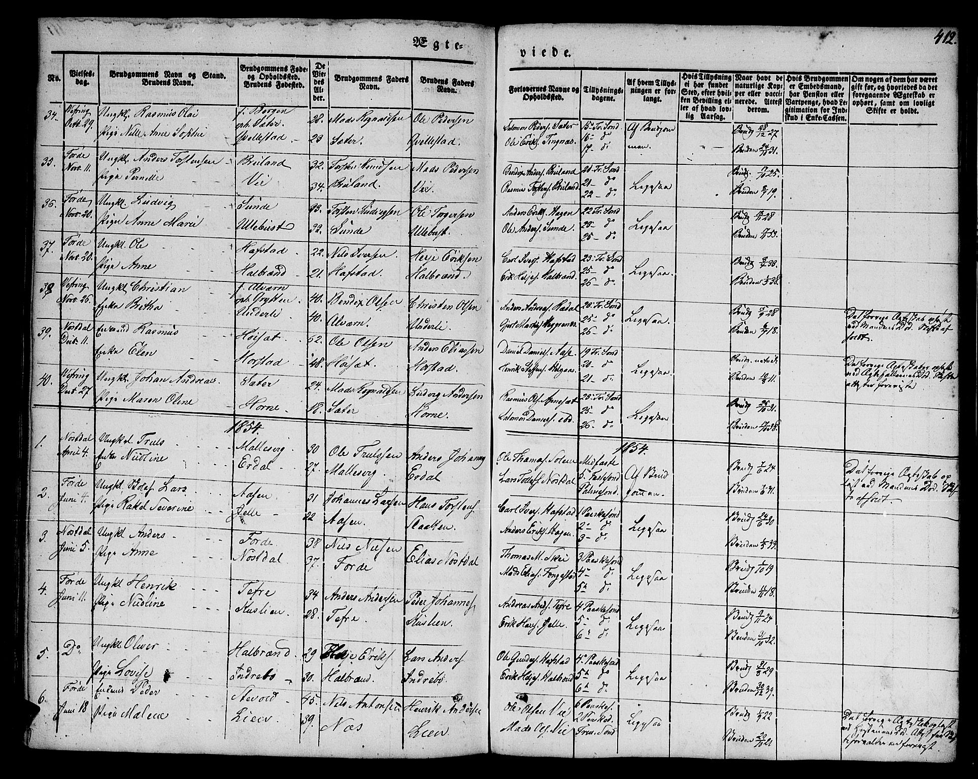 Førde sokneprestembete, AV/SAB-A-79901/H/Haa/Haaa/L0007: Parish register (official) no. A 7, 1843-1860, p. 412