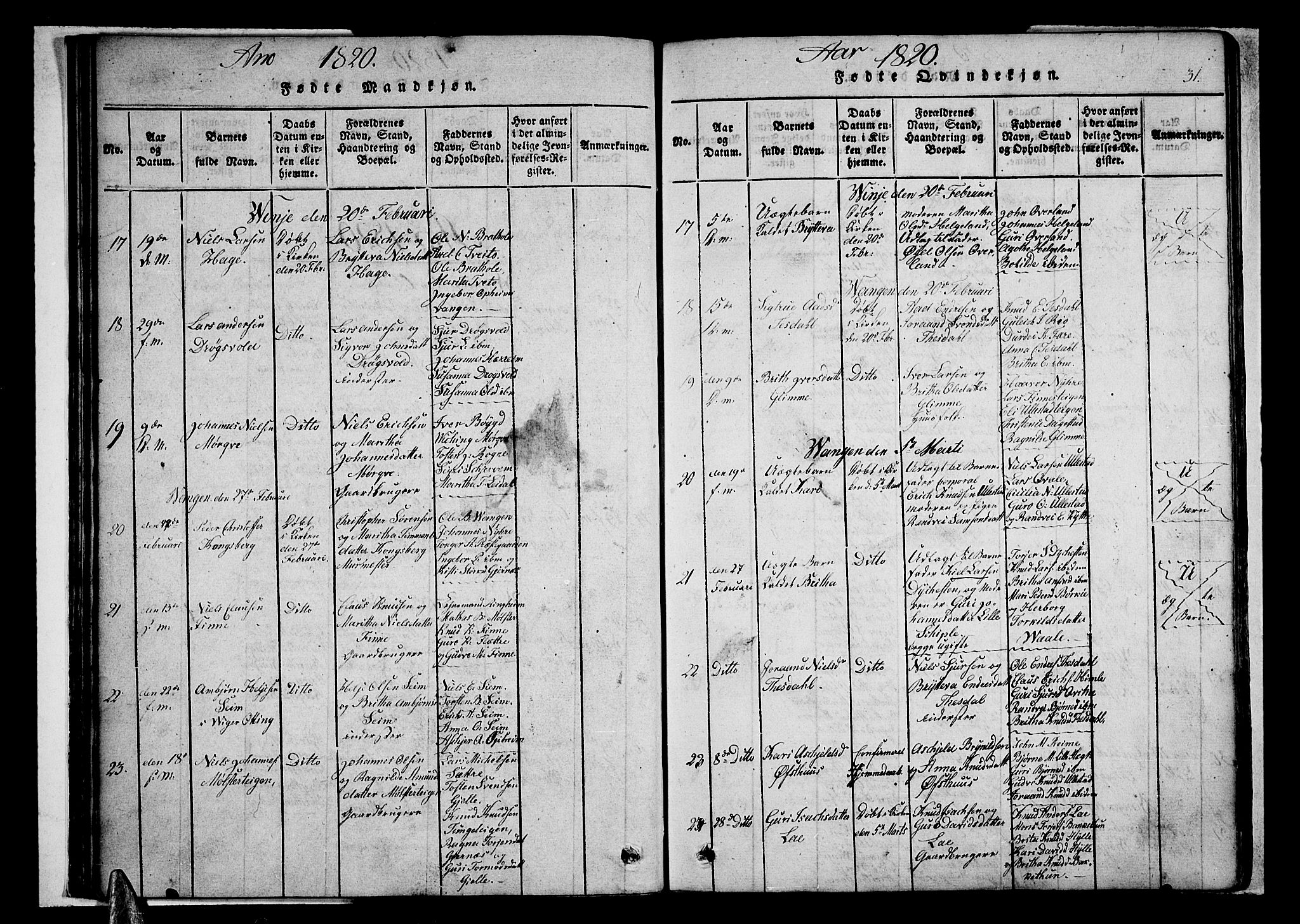 Voss sokneprestembete, AV/SAB-A-79001/H/Haa: Parish register (official) no. A 11, 1816-1827, p. 31