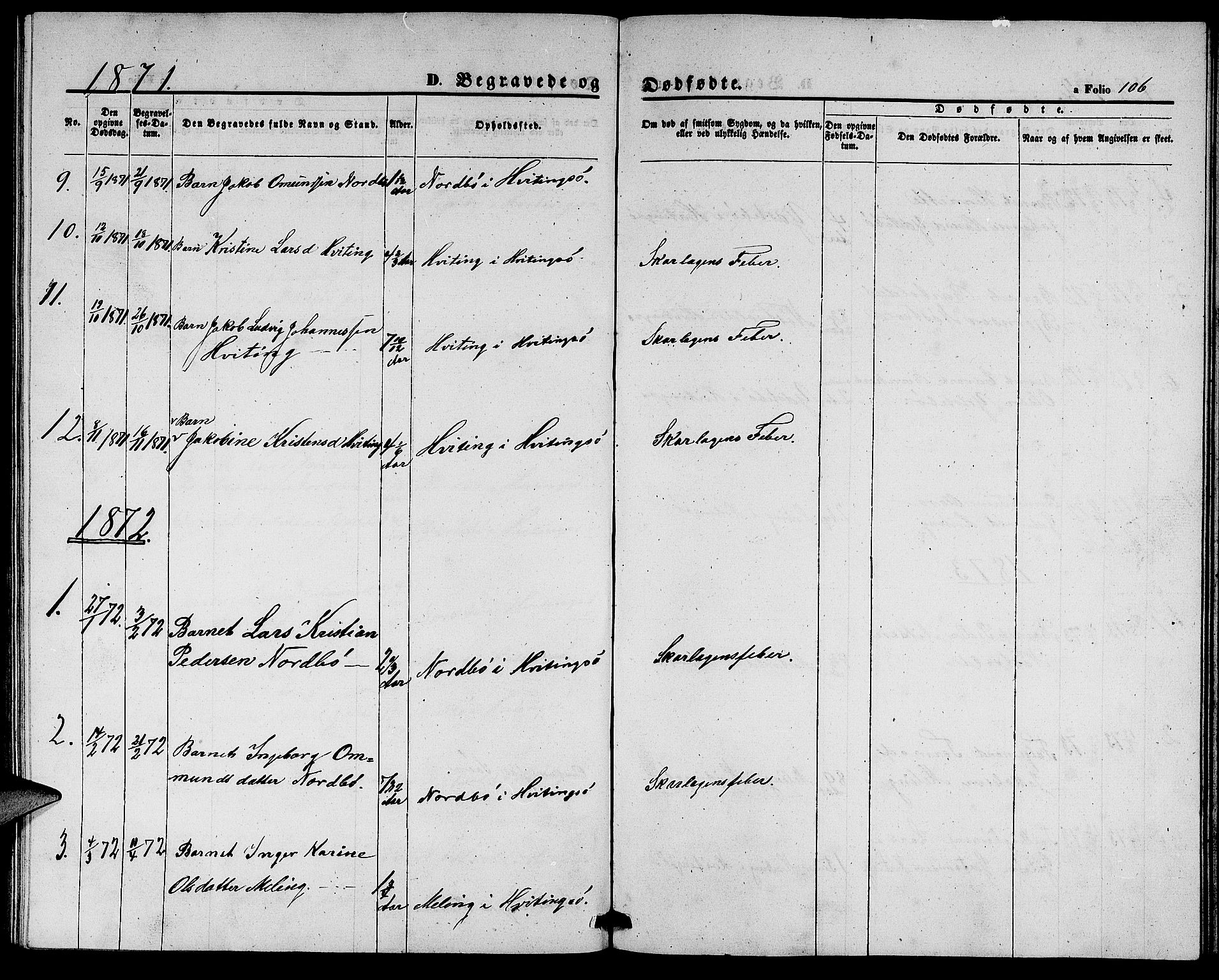 Rennesøy sokneprestkontor, SAST/A -101827/H/Ha/Hab/L0003: Parish register (copy) no. B 3, 1855-1888, p. 106