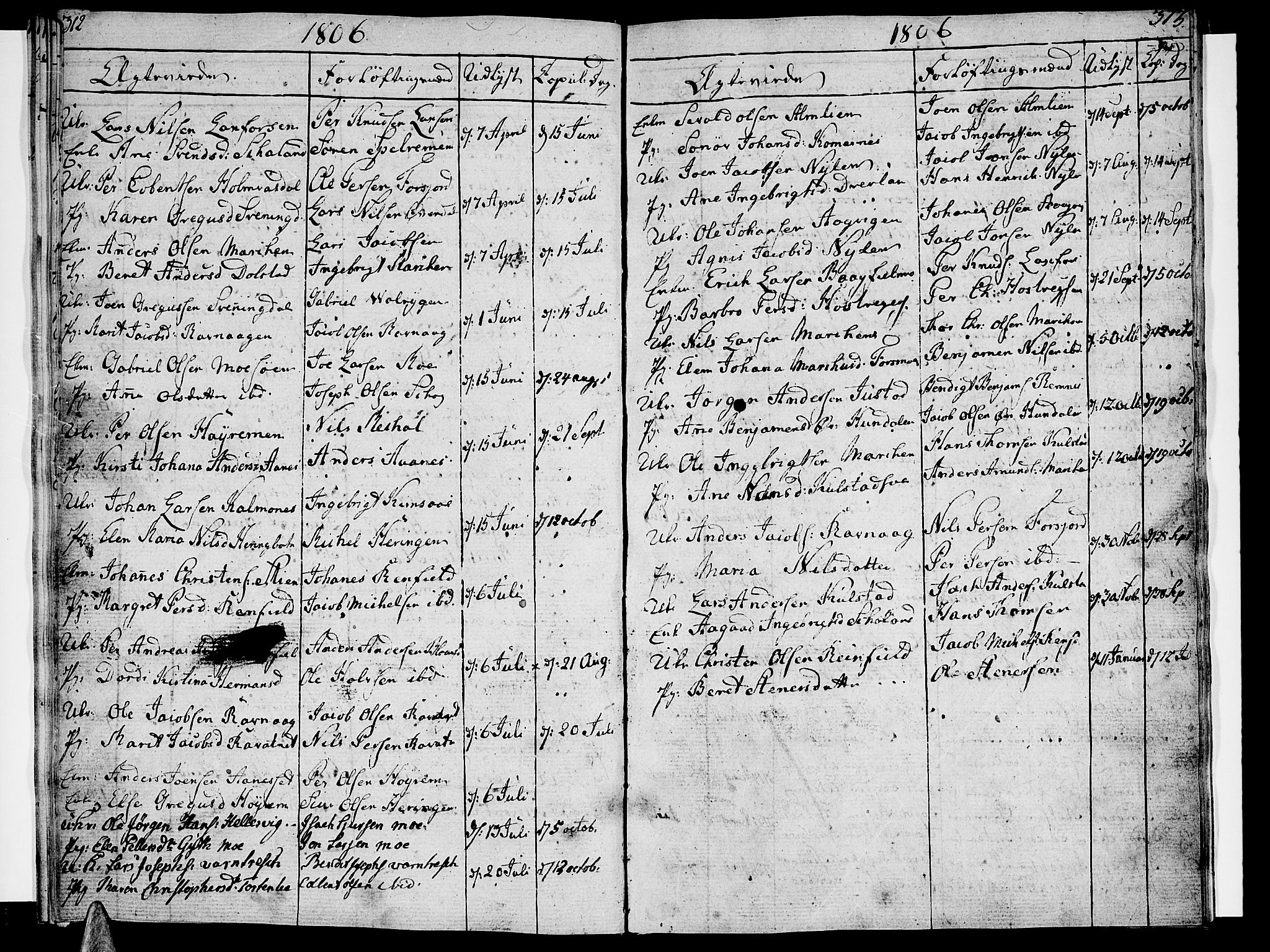 Ministerialprotokoller, klokkerbøker og fødselsregistre - Nordland, SAT/A-1459/820/L0287: Parish register (official) no. 820A08, 1800-1819, p. 312-313