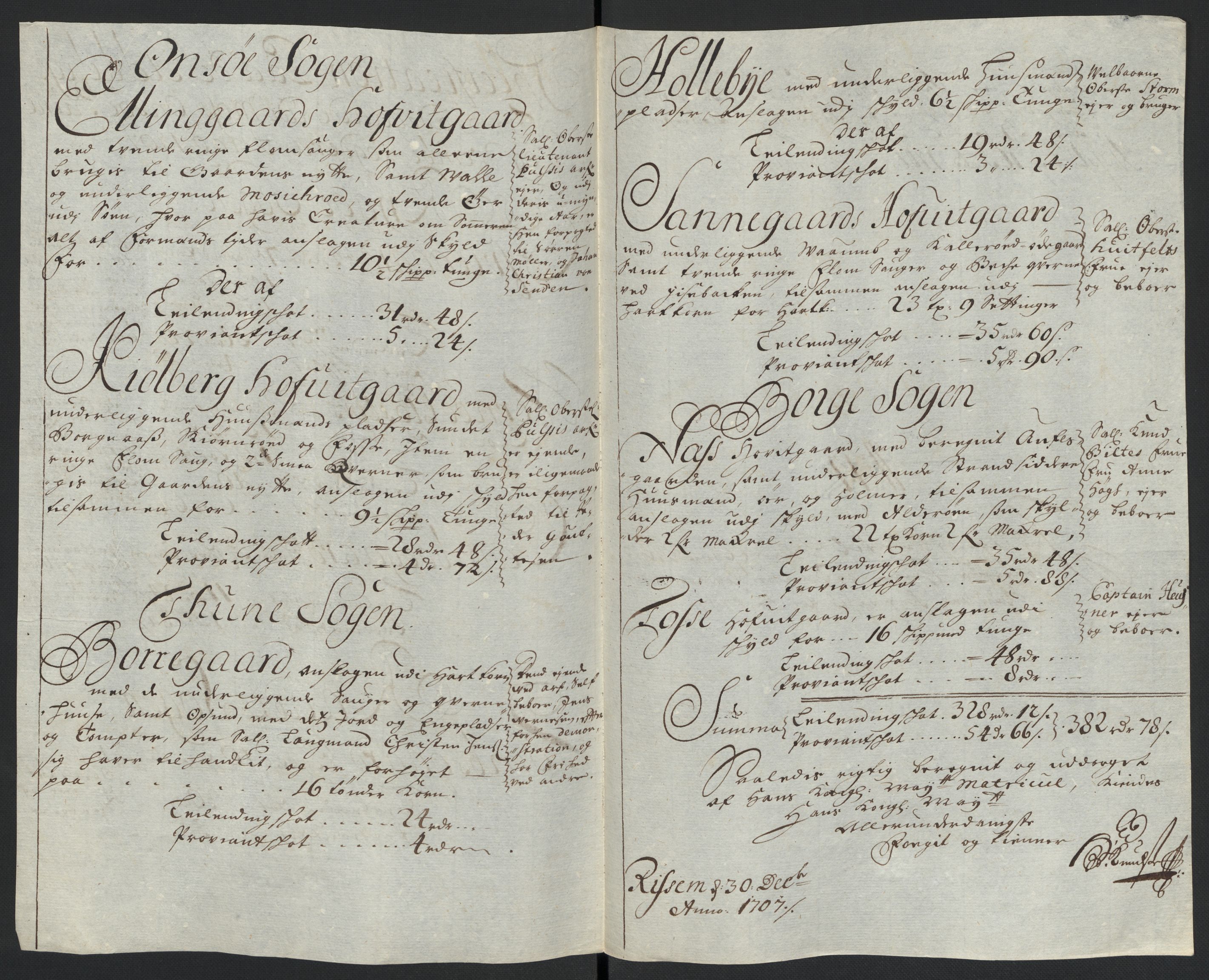 Rentekammeret inntil 1814, Reviderte regnskaper, Fogderegnskap, AV/RA-EA-4092/R04/L0134: Fogderegnskap Moss, Onsøy, Tune, Veme og Åbygge, 1707-1708, p. 121