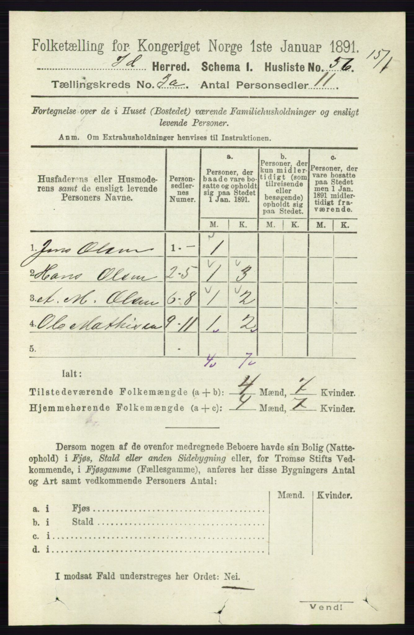 RA, 1891 census for 0117 Idd, 1891, p. 2138