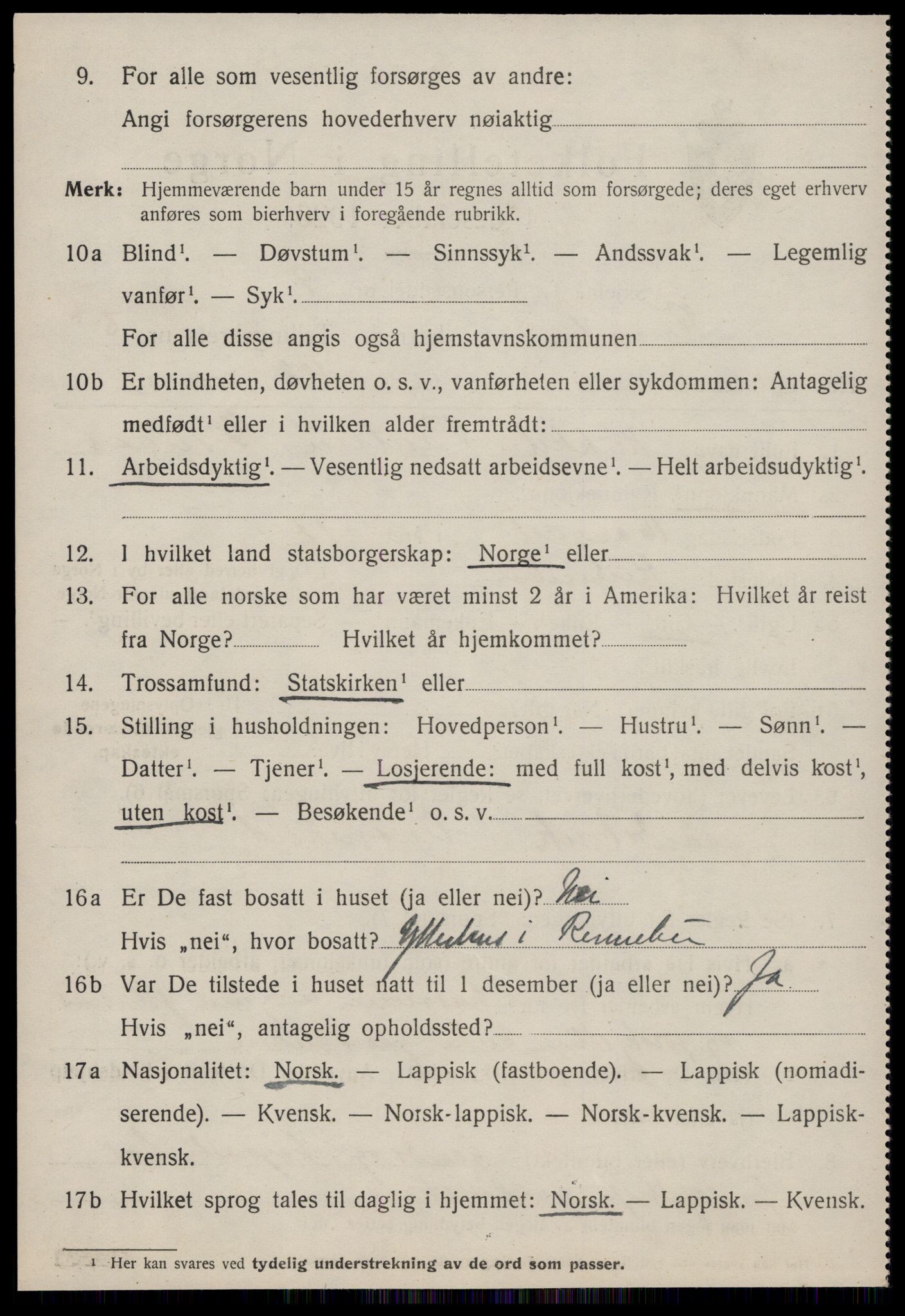 SAT, 1920 census for Rennebu, 1920, p. 4427