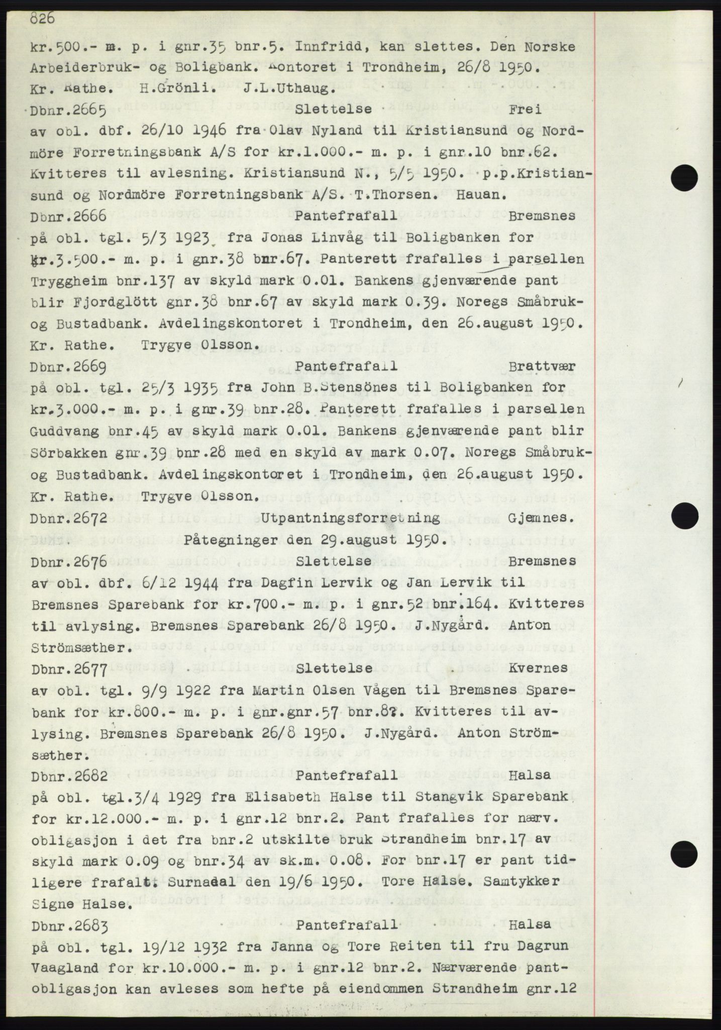 Nordmøre sorenskriveri, AV/SAT-A-4132/1/2/2Ca: Mortgage book no. C82b, 1946-1951, Diary no: : 2665/1950