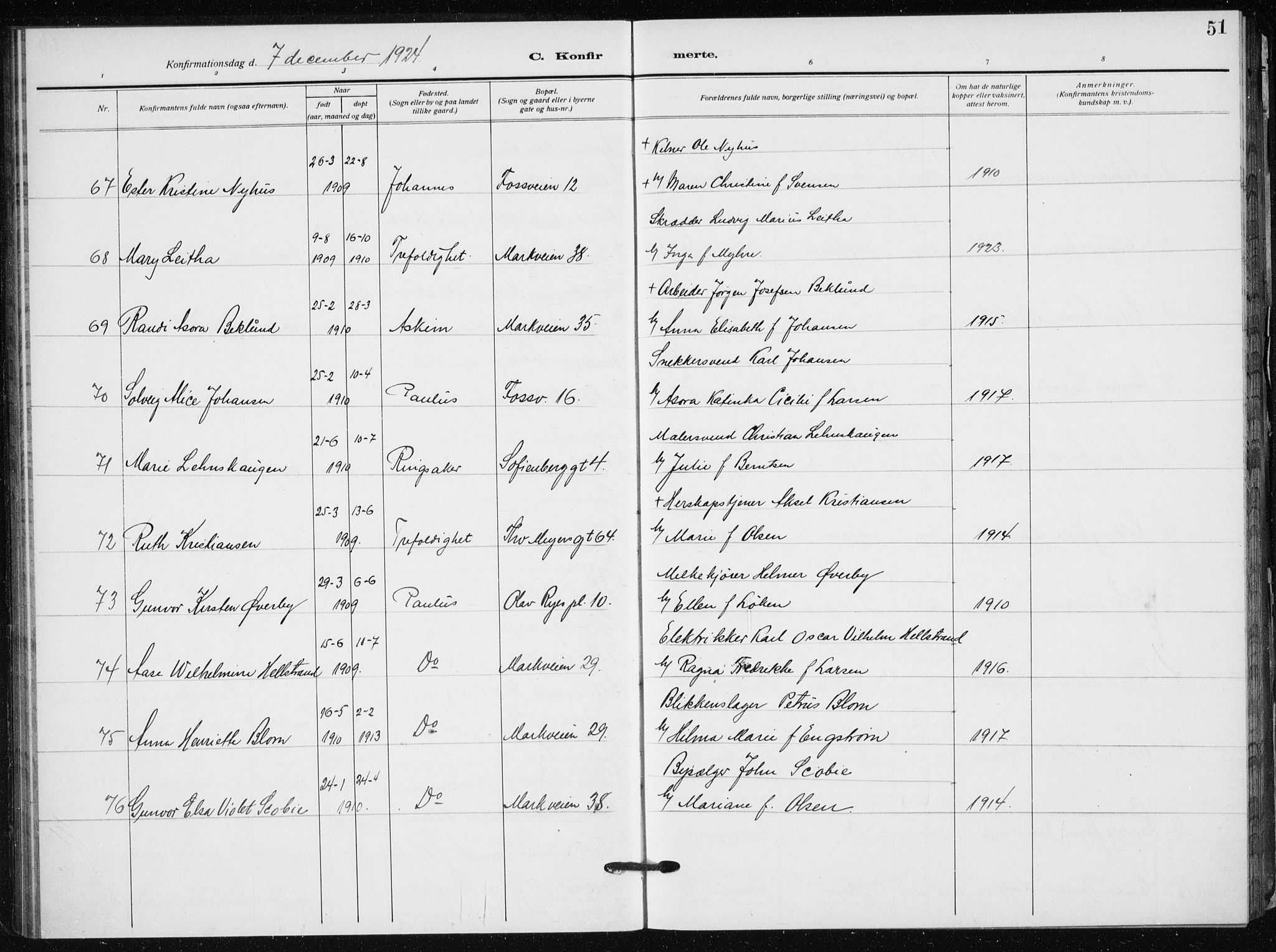 Hauge prestekontor Kirkebøker, AV/SAO-A-10849/F/Fa/L0002: Parish register (official) no. 2, 1917-1938, p. 51