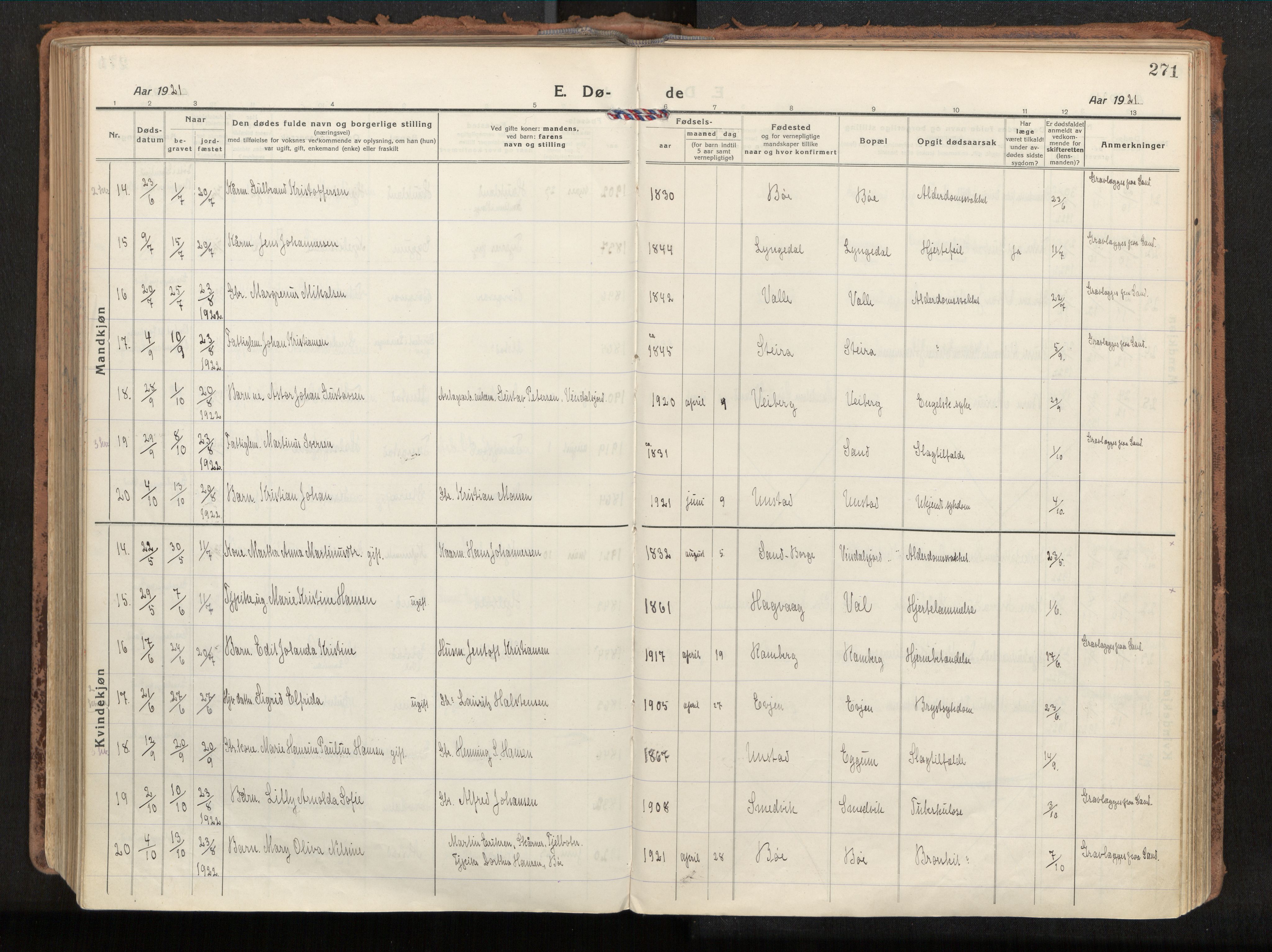 Ministerialprotokoller, klokkerbøker og fødselsregistre - Nordland, SAT/A-1459/880/L1136: Parish register (official) no. 880A10, 1919-1927, p. 271