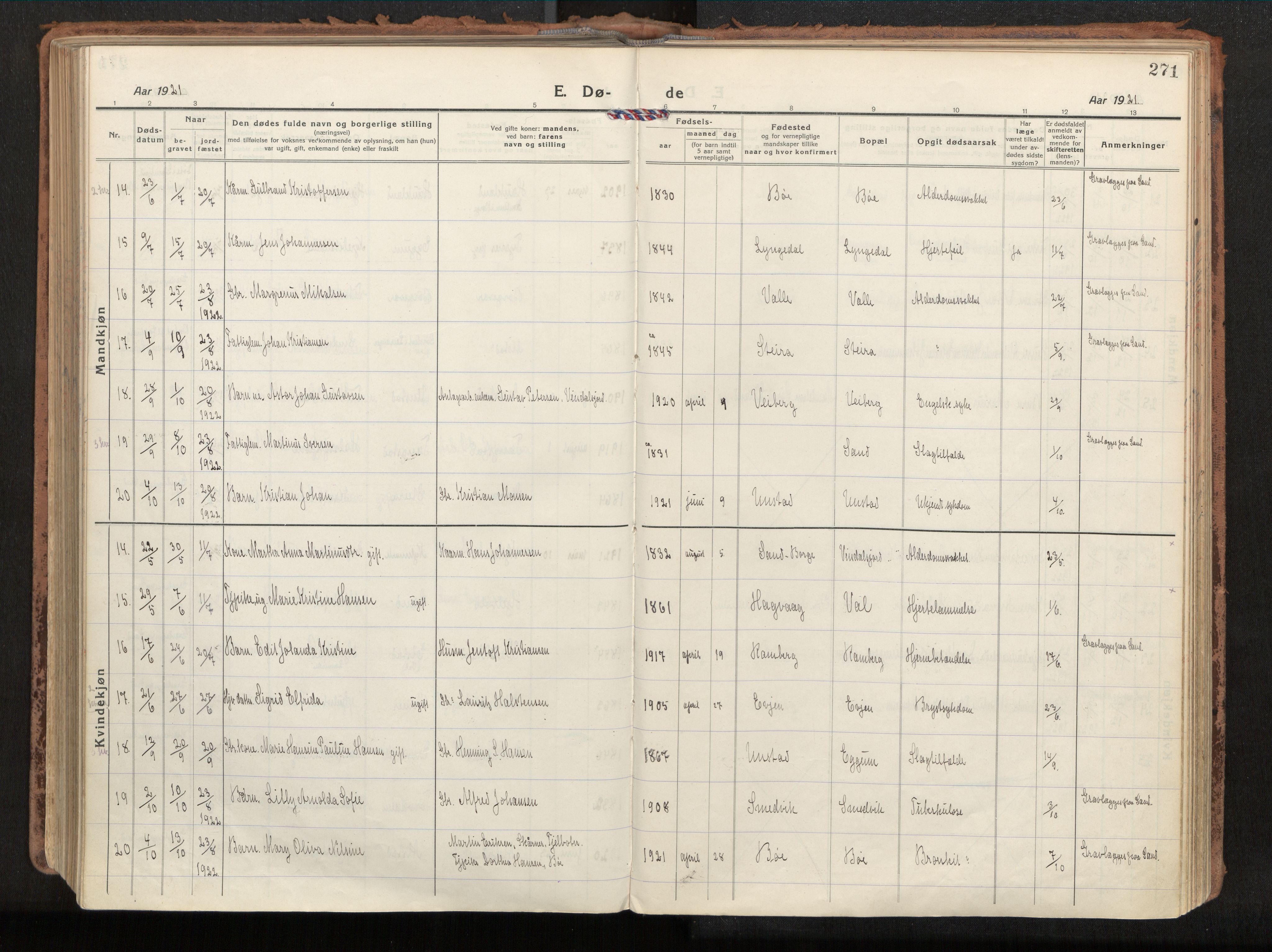 Ministerialprotokoller, klokkerbøker og fødselsregistre - Nordland, AV/SAT-A-1459/880/L1136: Parish register (official) no. 880A10, 1919-1927, p. 271