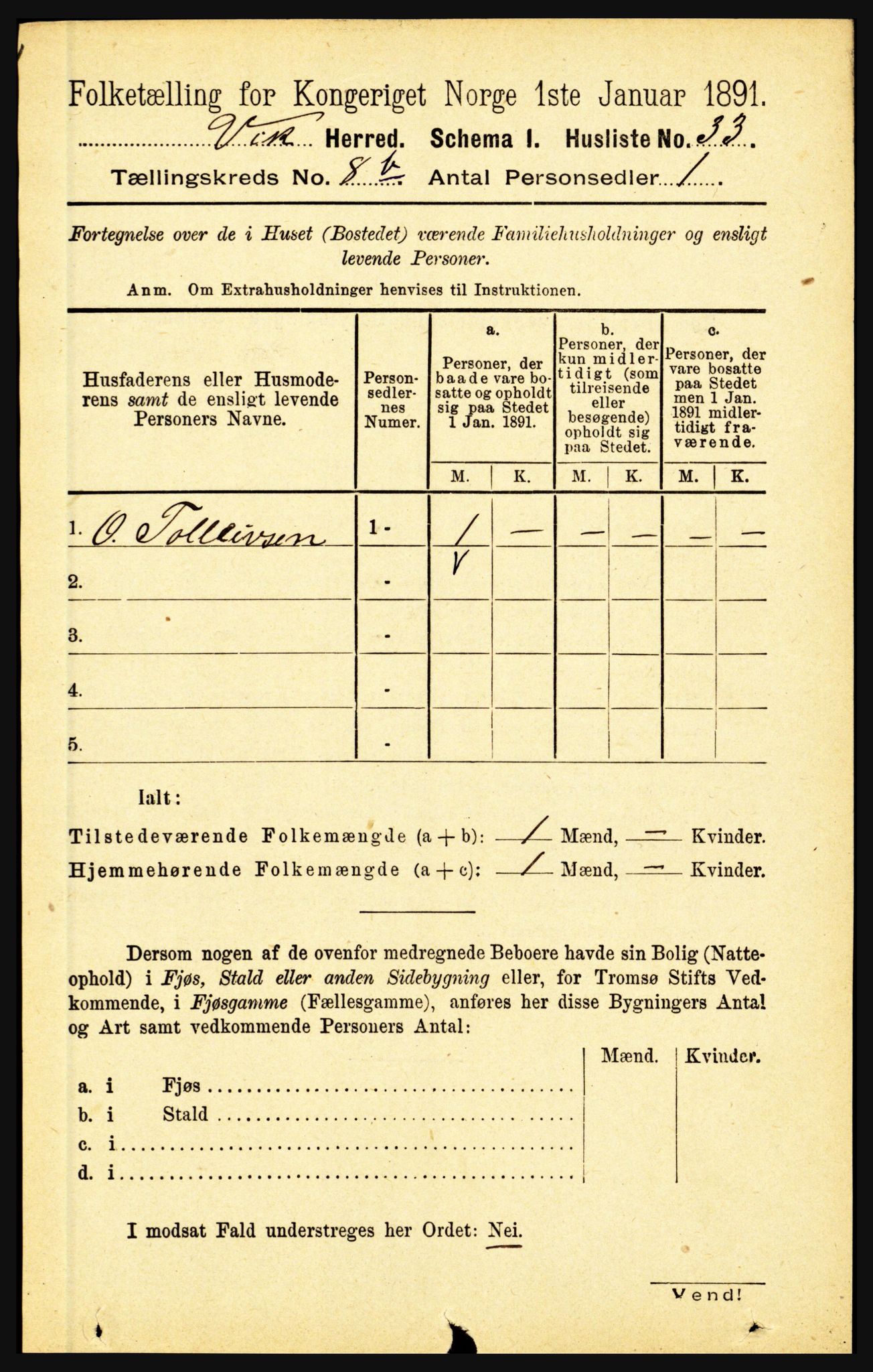 RA, 1891 census for 1417 Vik, 1891, p. 3693